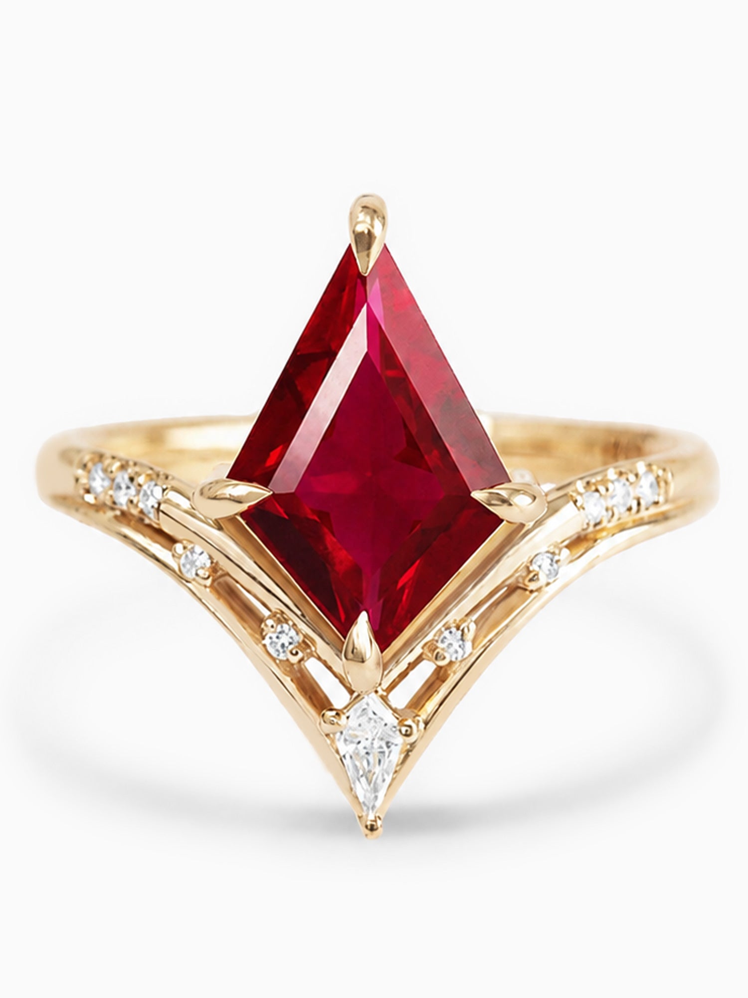 Ruby Kite engagement ring fine jewelry unique art deco wedding ring kite diamond ring