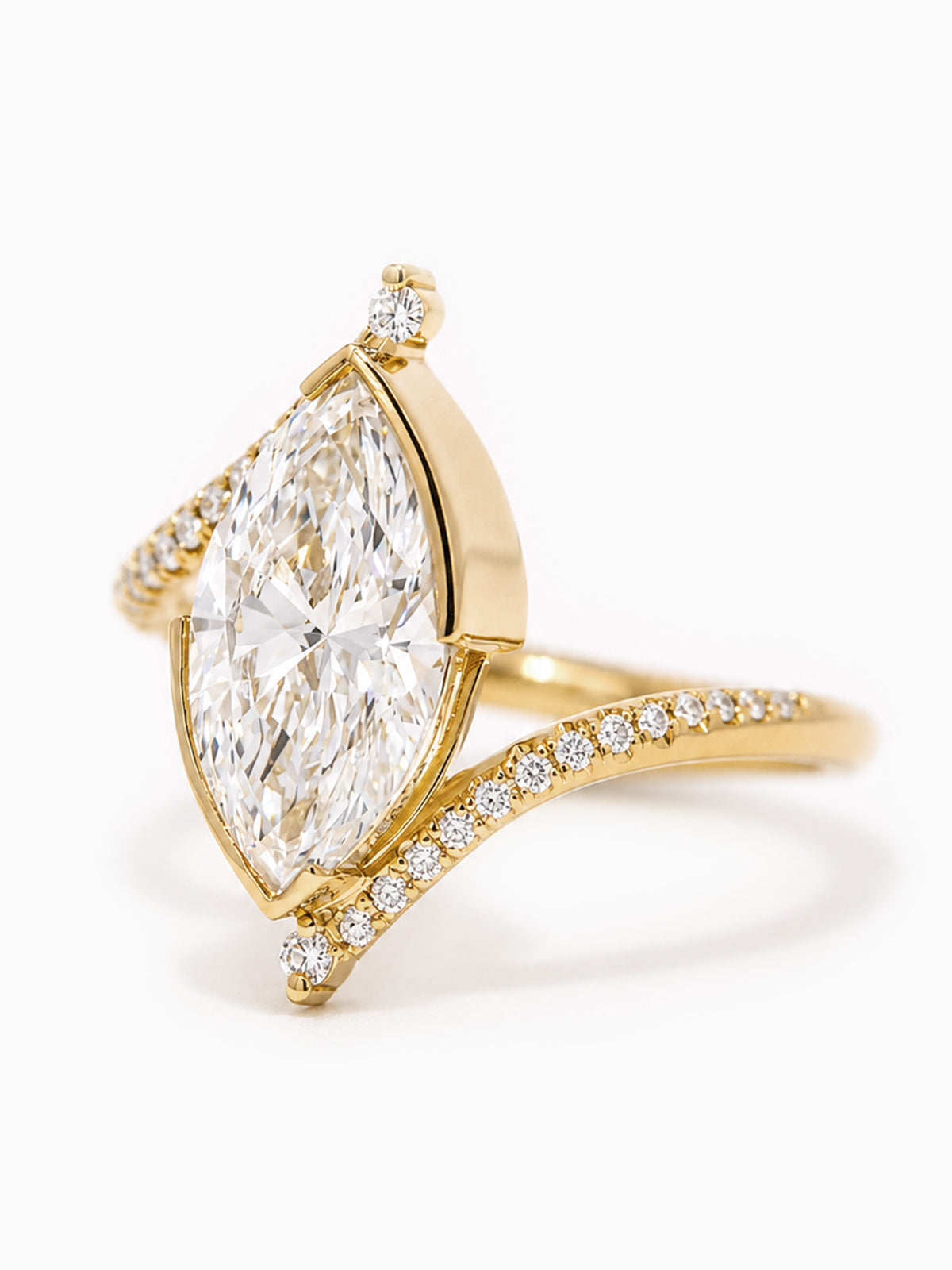 14k yellow gold Unique engagement ring pave diamond wedding ring modern art deco wedding ring