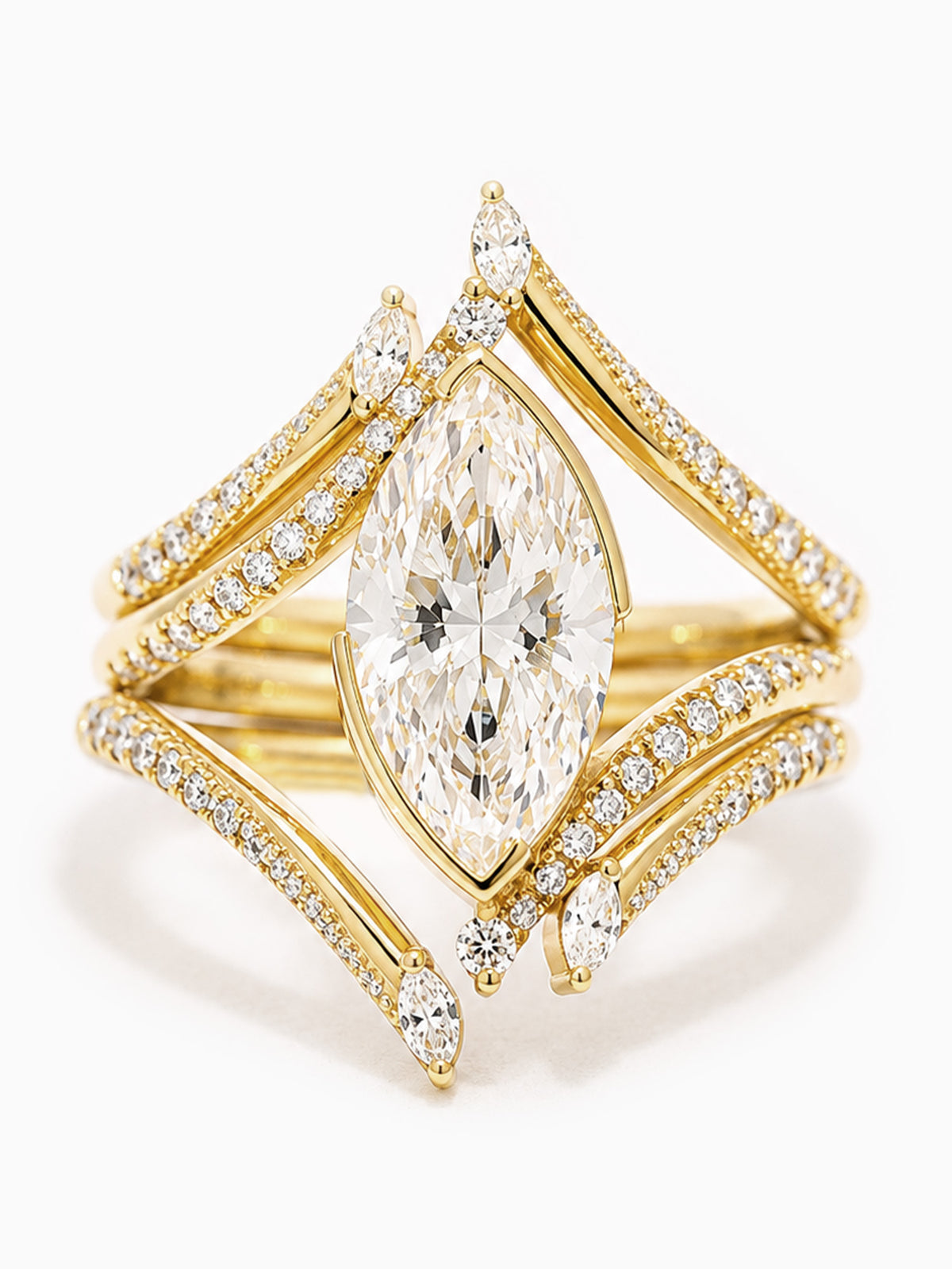 Modern art deco ring engagement ring architectural wedding ring alternative ring diamond fine jewelry