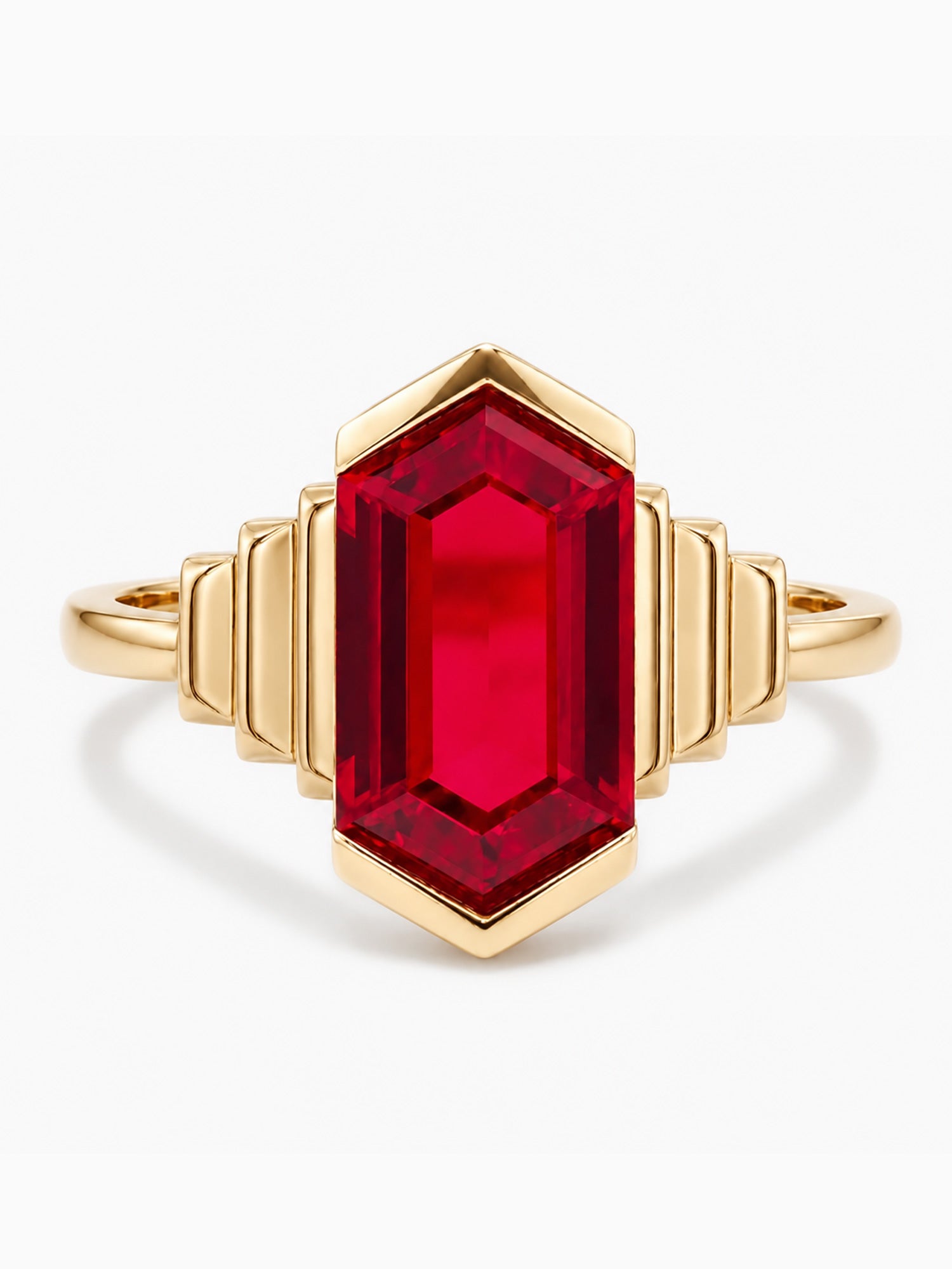 Ruby Hexagon Engagement Ring fine jewelry Architectural structural design