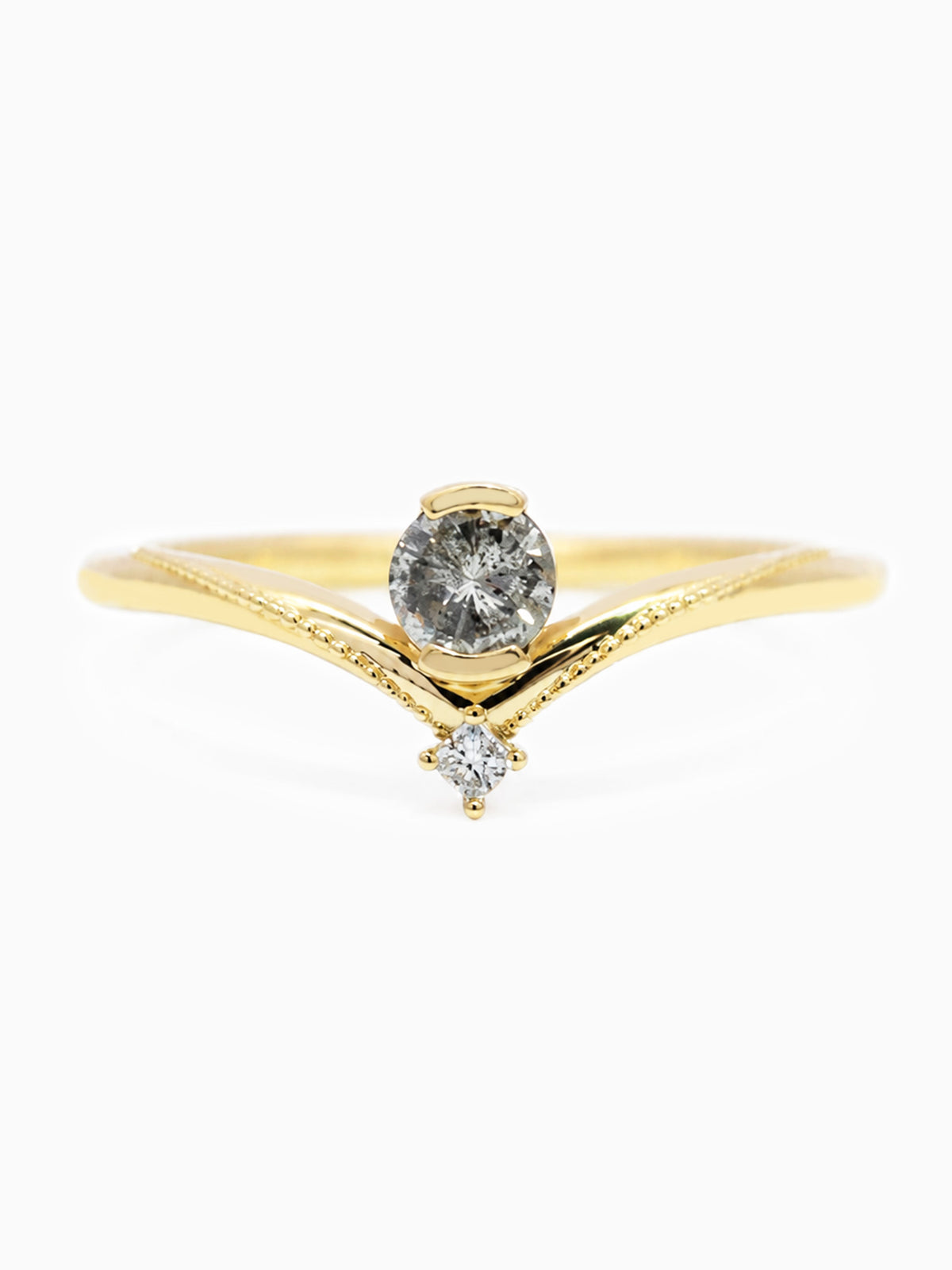 Round salt and pepper diamond statement ring veiled wedding band daily ring fine jewelry 14k yellow gold ring