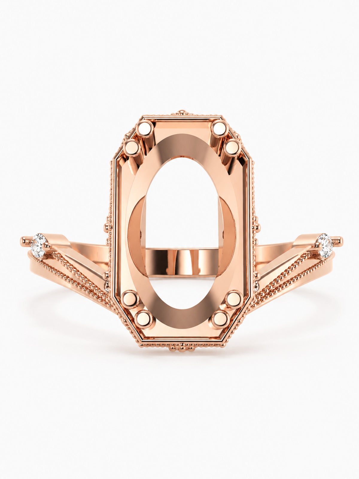 14K Rose Gold fine jewelry diamond engagement ring unique art deco design fine jewelry milgrain wedding riing