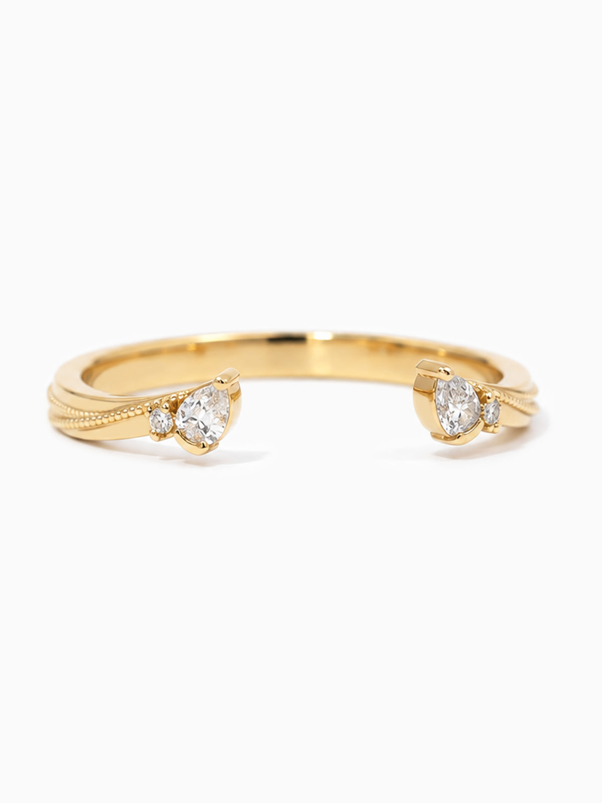 Pear diamond wedding band matching open band fine jewelry modern art deco wedding ring