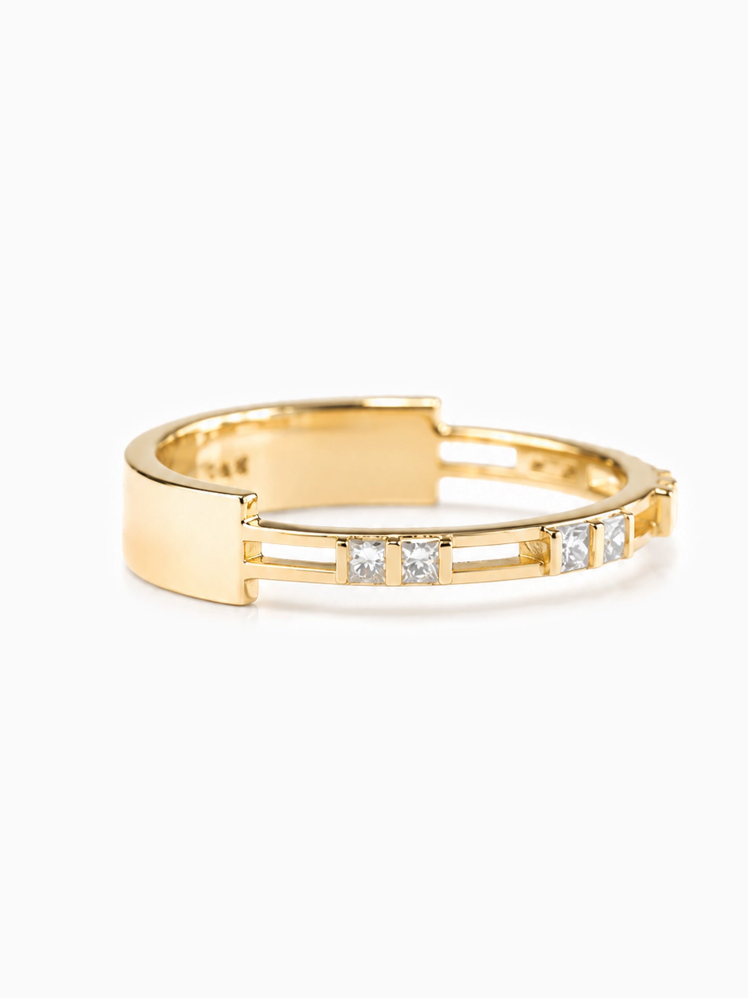Diamond fine jewelry Unique architectural fine jewelry princess ring