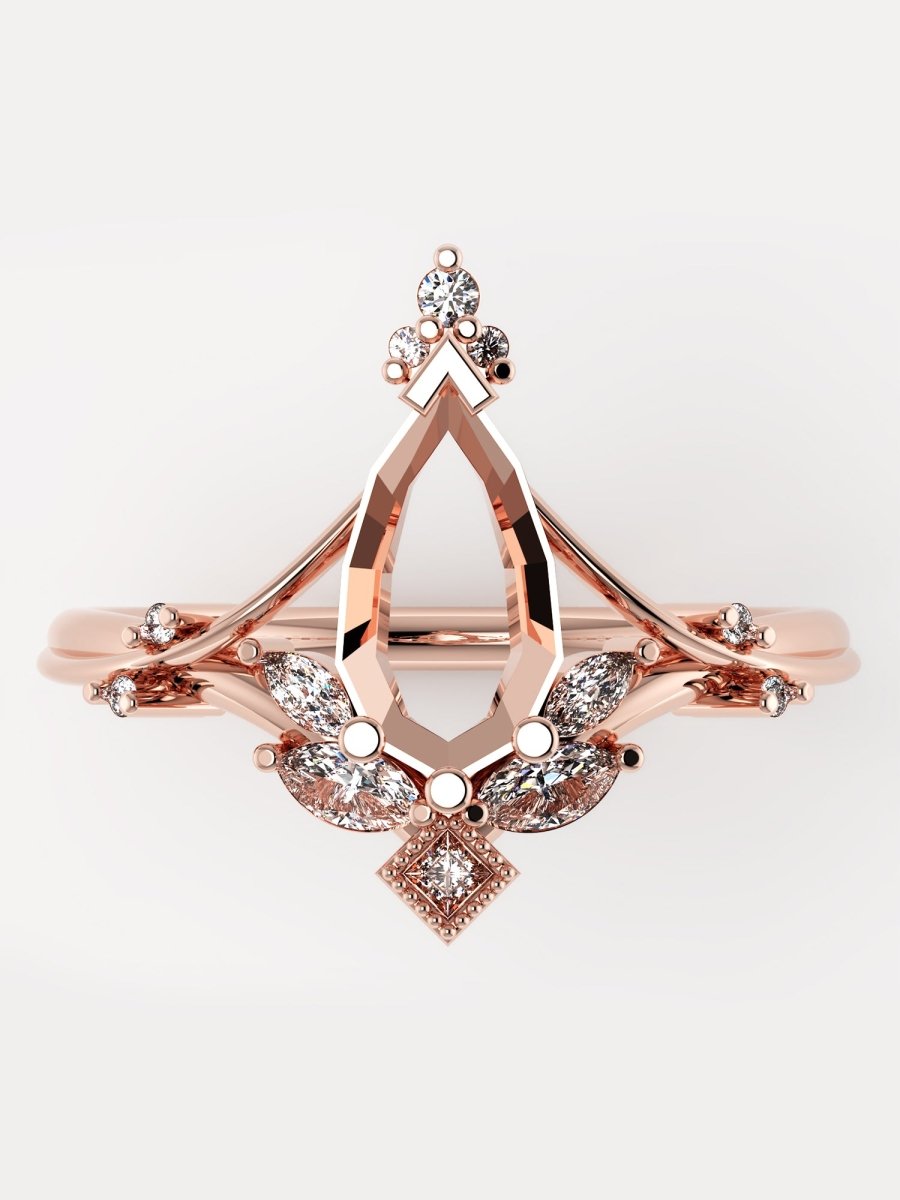 render of vintage modern pear ring without center stone