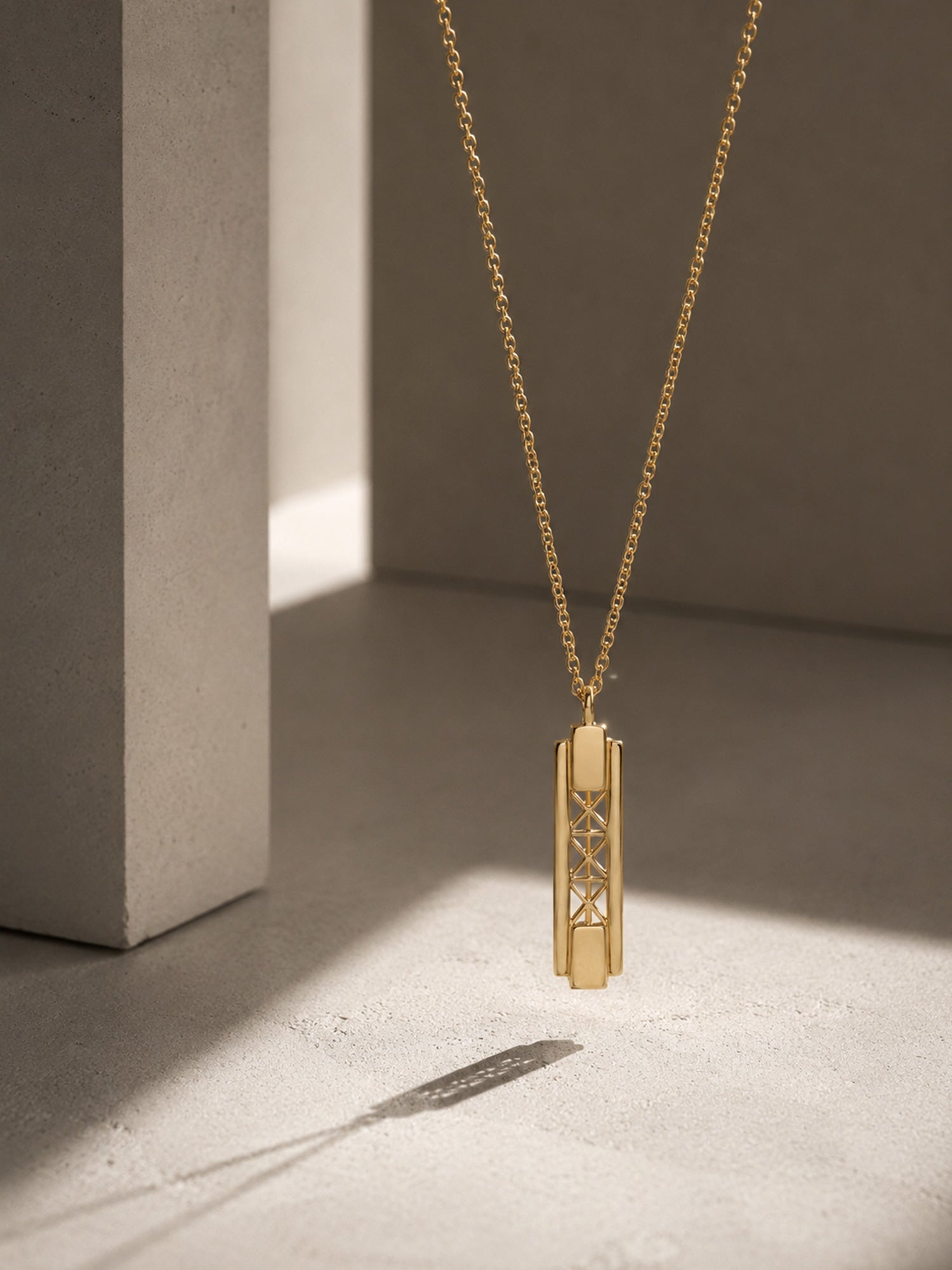 Art deco architectural fine jewelry daily necklace