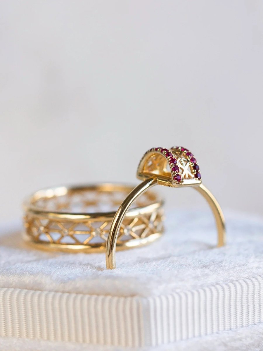Line Ruby Bridge Ring