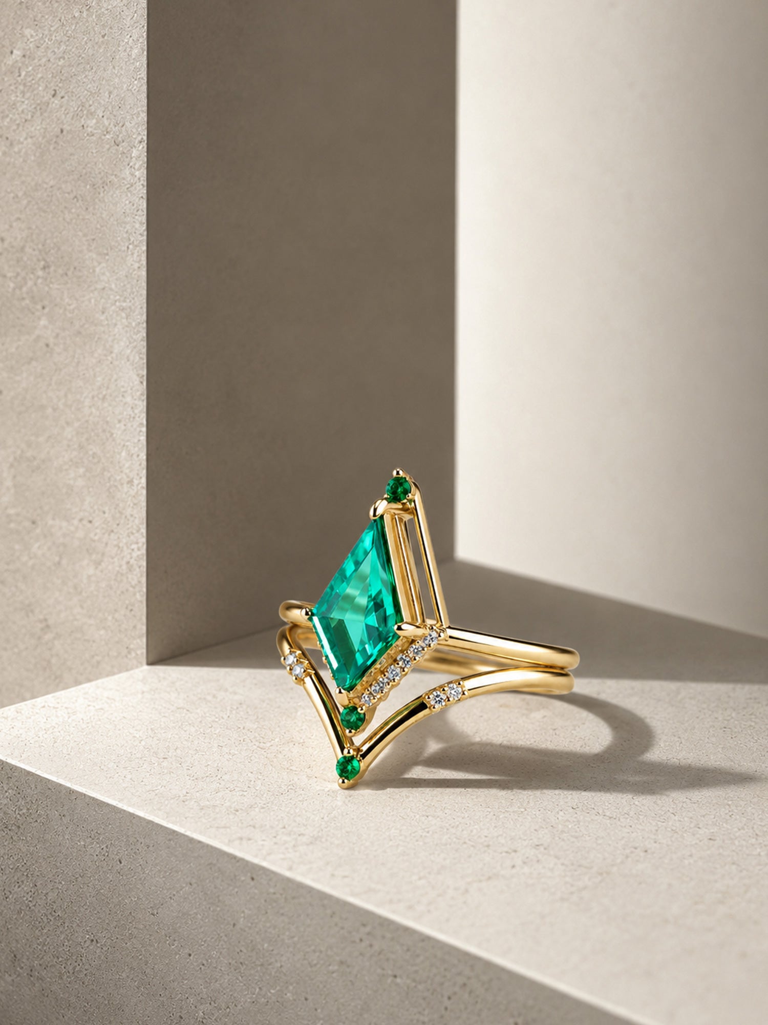 Kite Emerald fine jewelry stacking rings wedding rings