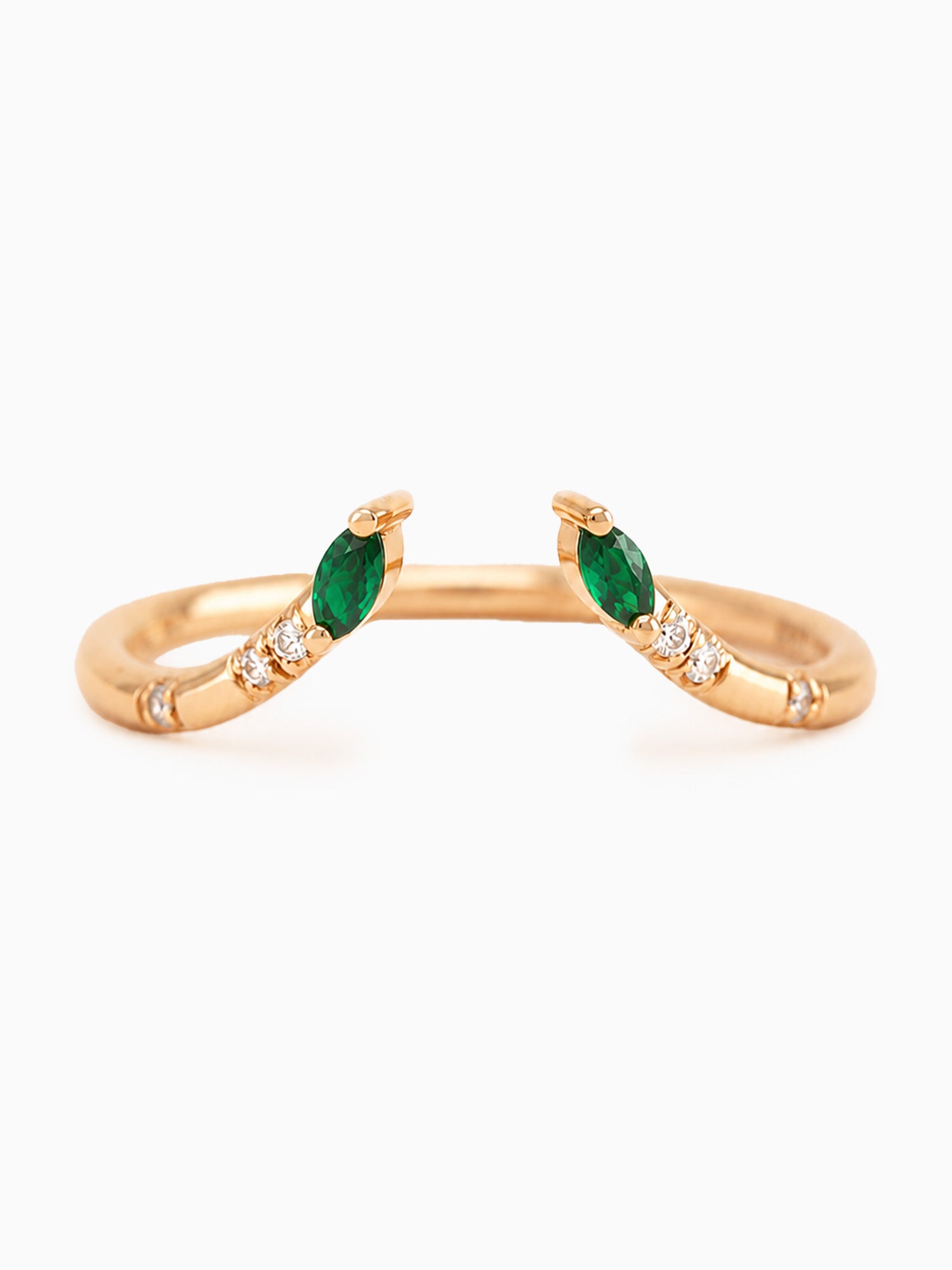 Emerald wedding band fine jewelry open band stacking ring unique architectural fine jewelry art deco ring