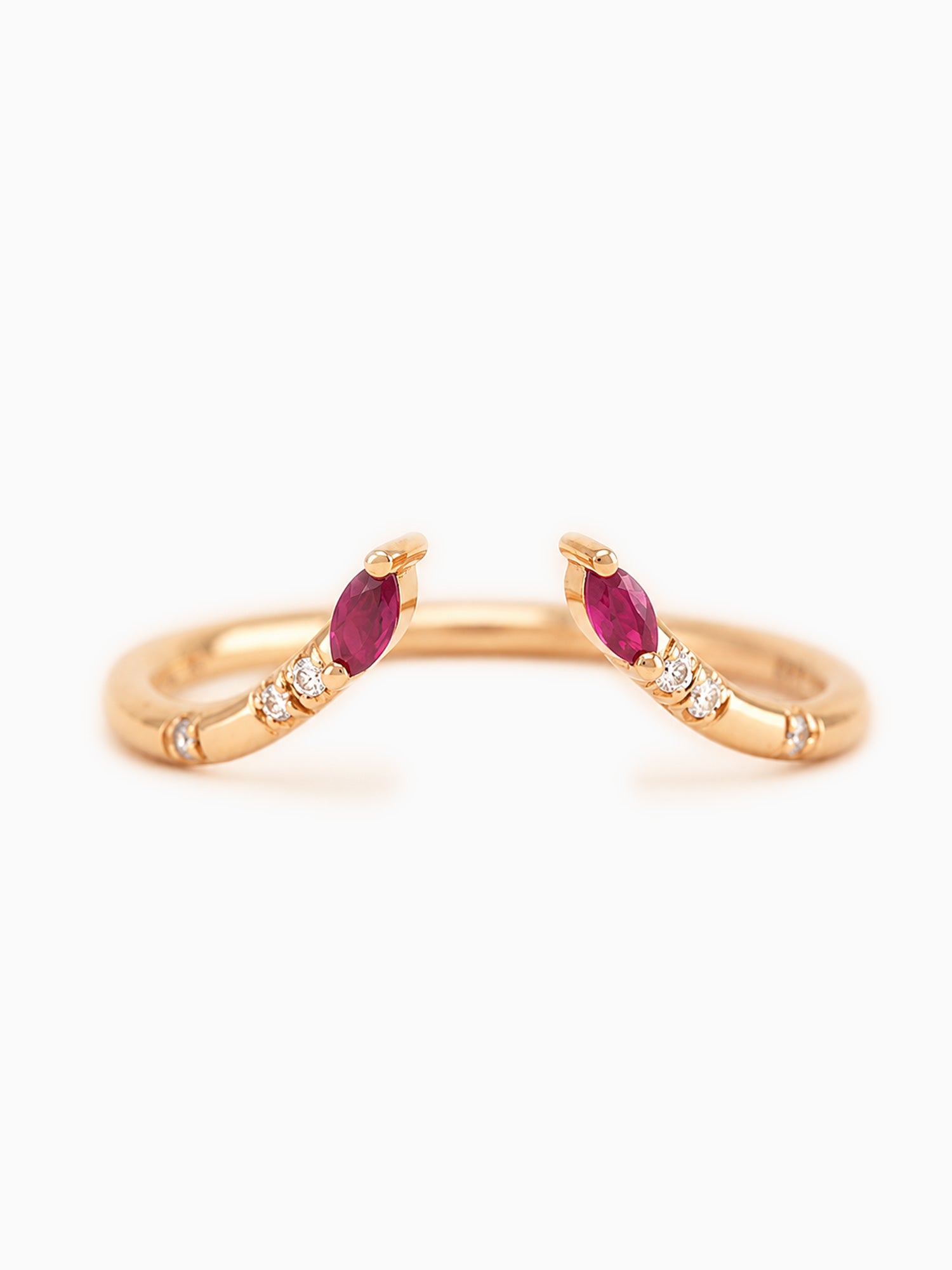Ruby open band marquise diamond band wedding band