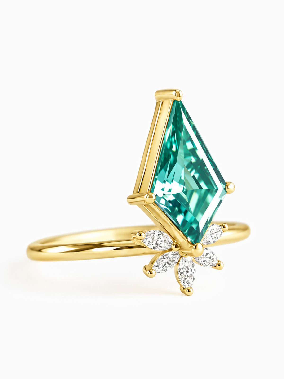 14k yellow gold fine jewelry proposal engagement ring green moissanite diamond wedding ring