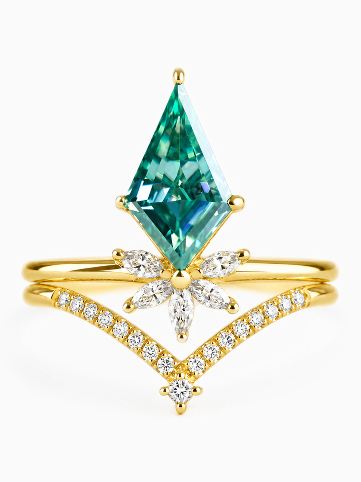 Green Moissanite engagement ring diamond wedding ring stacking band fine jewelry alternative wedding rings
