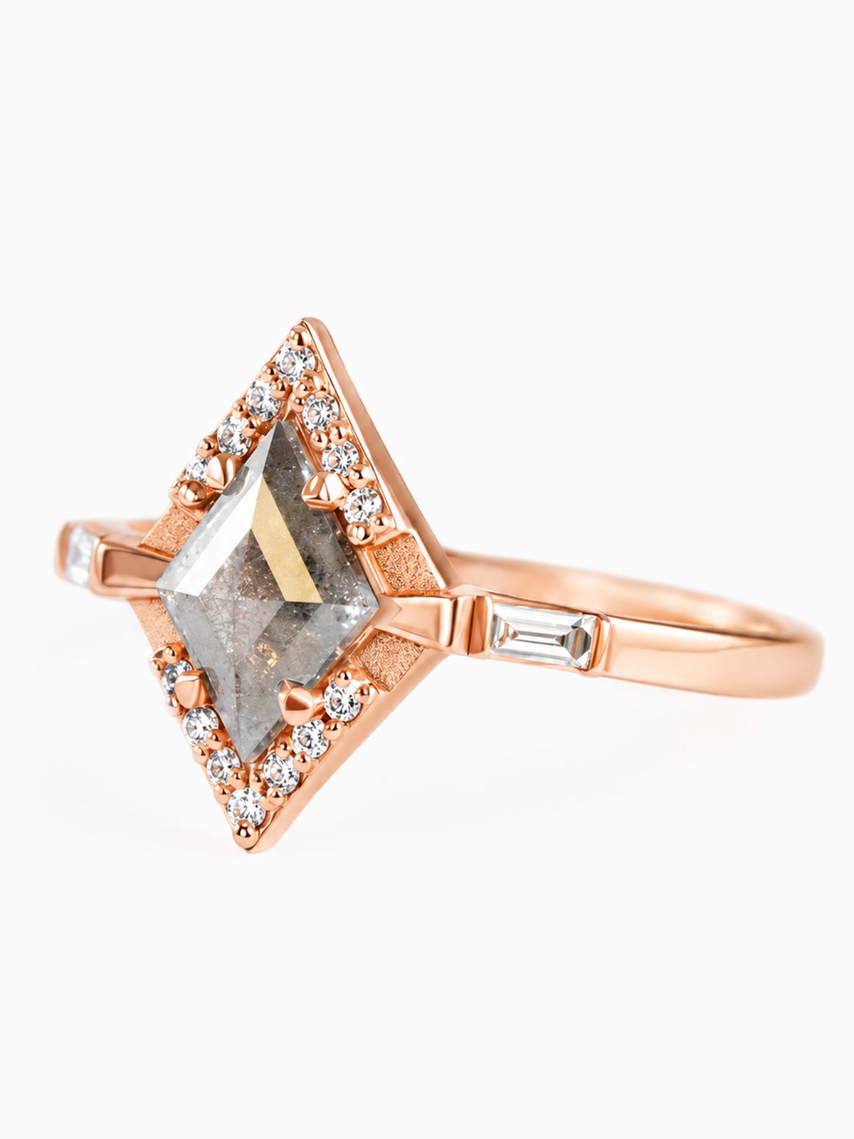 Kite salt and pepper diamond engagement ring wedding ring diamond fine jewelry alternative modern architectural ring