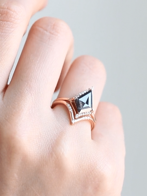 hiddenspace jewelry stacking band wedding band diamond ring fine jewelry art deco design Maeve band