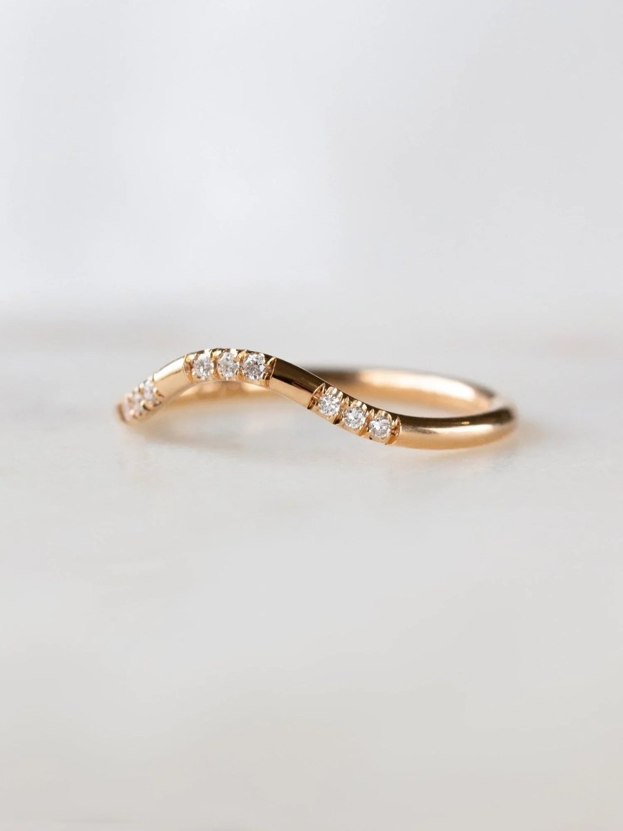 hiddenspace jewelry fine jewelry los angeles art deco design architectural fine jewelry wedding band stacking rings stackable band 14k gold ring diamond ring unique fine jewelry ADELIO BAND