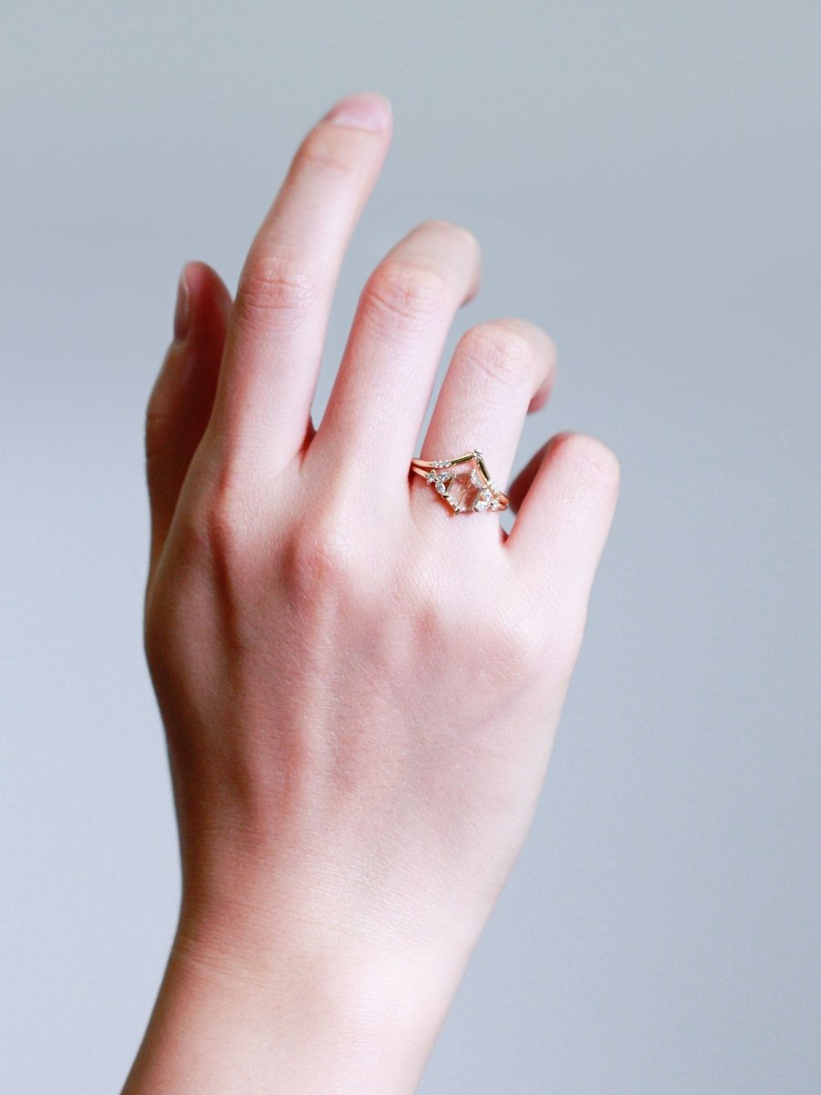 Fine jewelry wedding band hiddenspace jewelry art deco architectural design vintage jewelry diamond stacking band 14k gold ring unique matching band