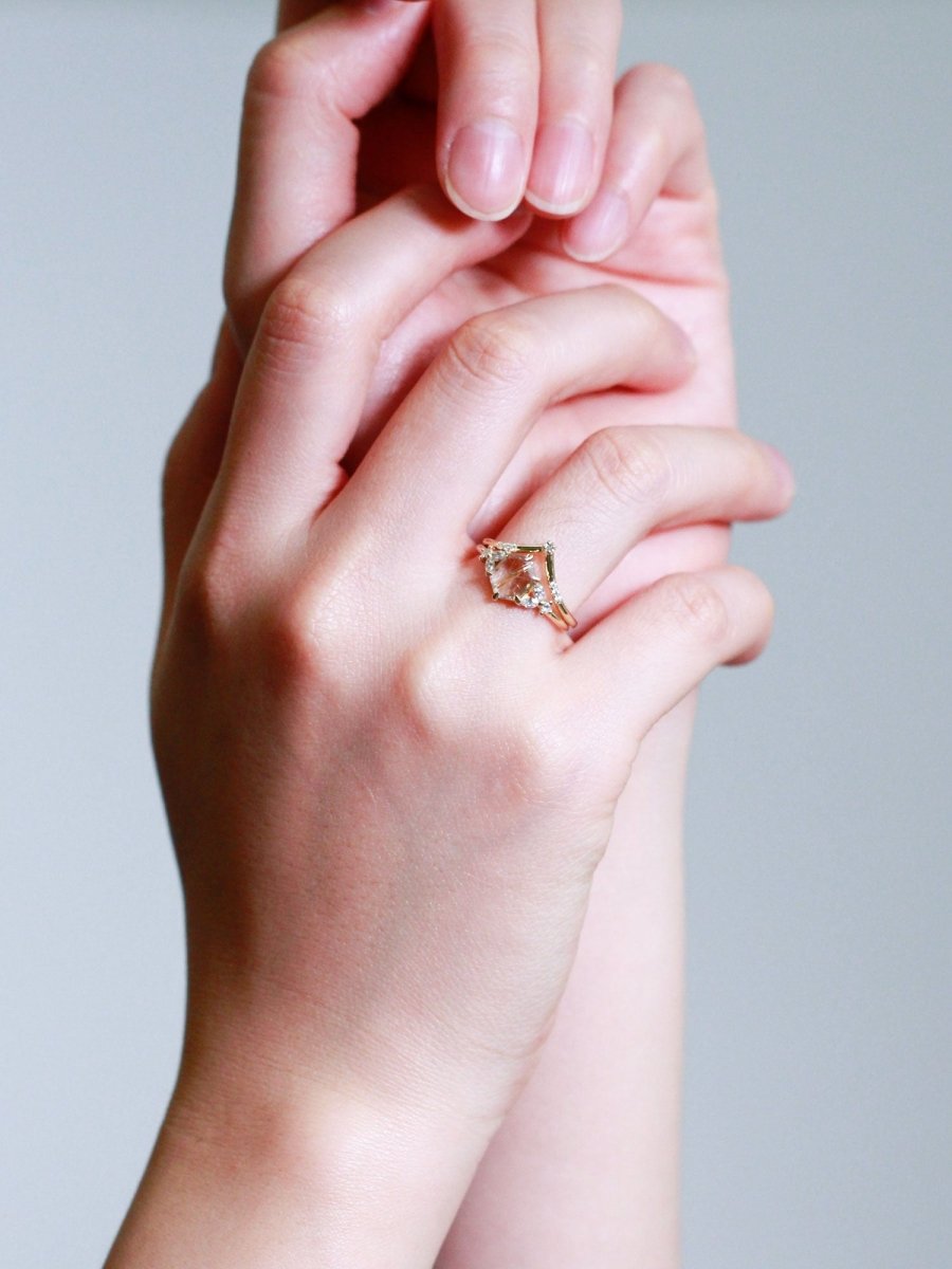 Fine jewelry wedding band hiddenspace jewelry art deco architectural design vintage jewelry diamond stacking band 14k gold ring unique matching band