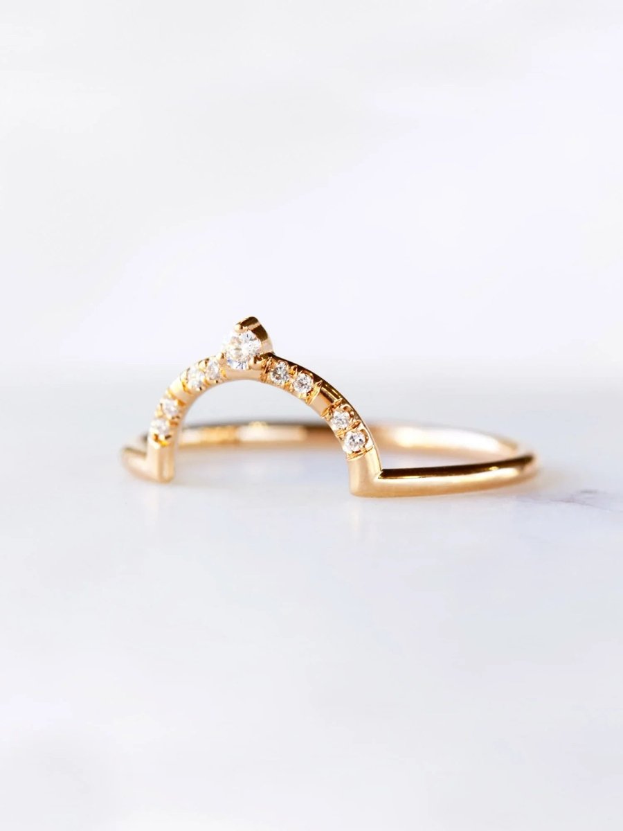 hiddenspace jewelry fine jewelry los angeles art deco design architectural fine jewelry wedding band stacking rings stackable band 14k gold ring diamond ring unique fine jewelry AUBREY BAND