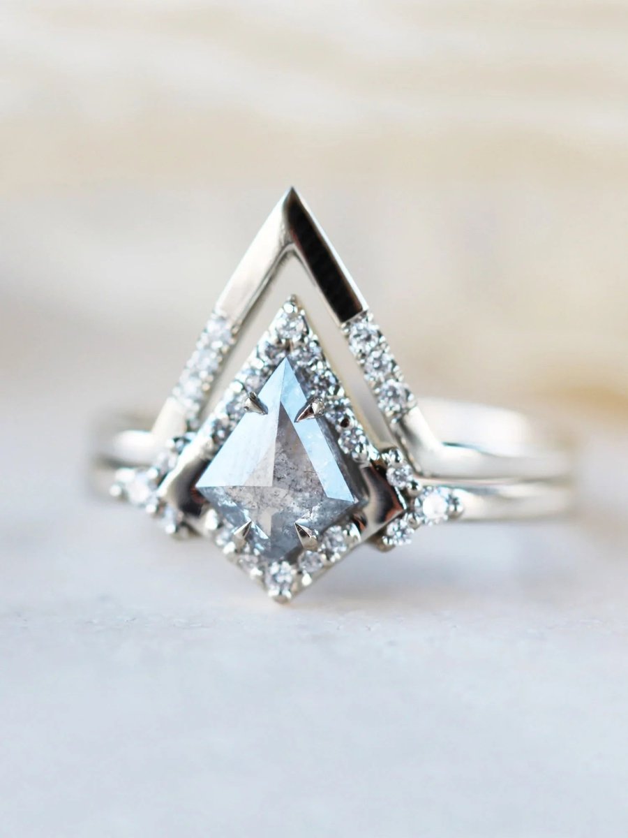 hiddenspace engagement ring fine jewelry salt and pepper diamond ring diamond proposal ring art deco architectural design kite halo ring 6