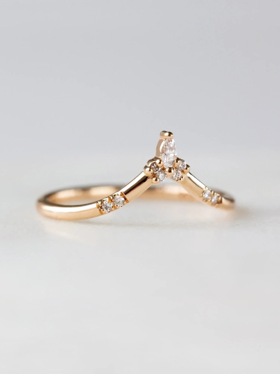 hiddenspace jewelry fine jewelry los angeles art deco design architectural fine jewelry wedding band stacking rings stackable band 14k gold ring diamond ring unique fine jewelry LILLIE BAND