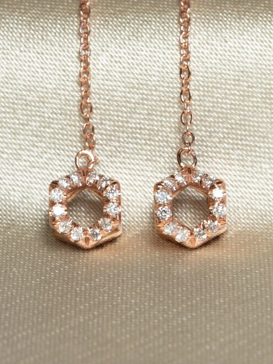 Line Hexagon Dangling Earring