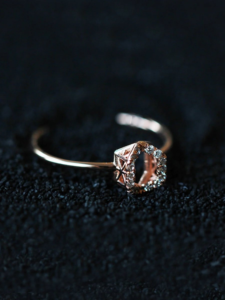 Line Hexagon Ring