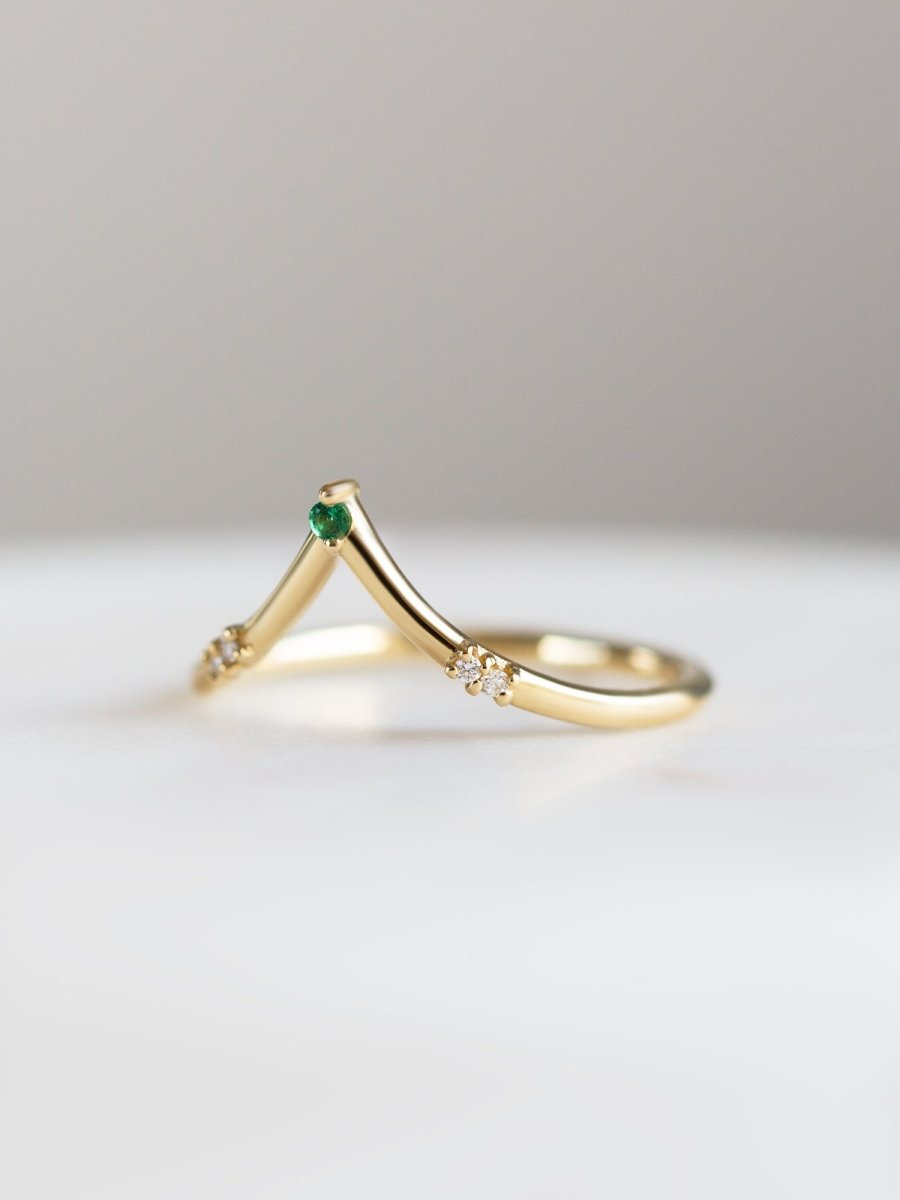 Hiddenspace jewelry fine jewelry emerald wedding band matching ring stacking ring engagement ring art deco fine jewelry unique stackings architectural design vintage ring