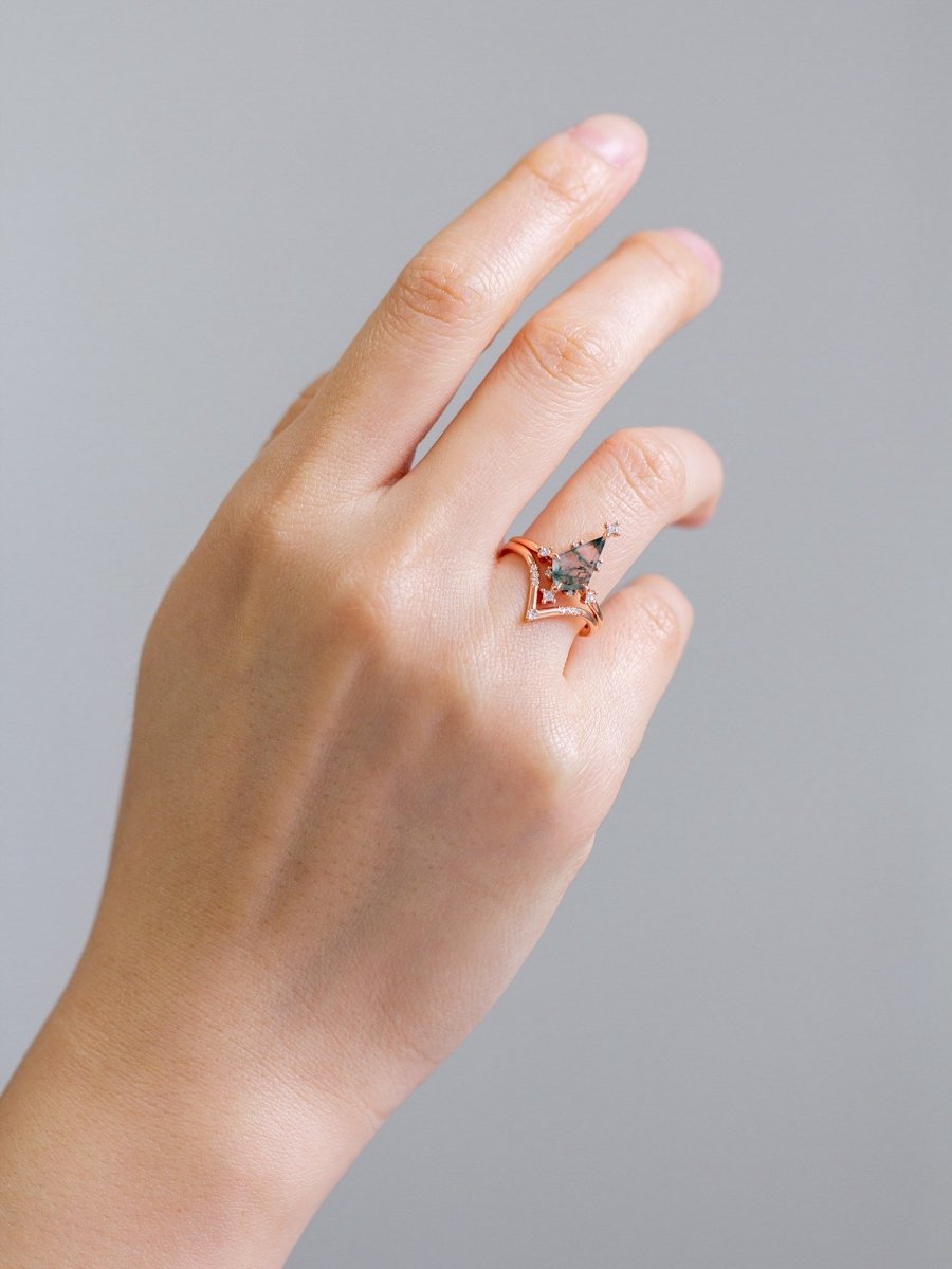 hiddenspace jewelry stacking band wedding band diamond ring fine jewelry art deco design Maeve band