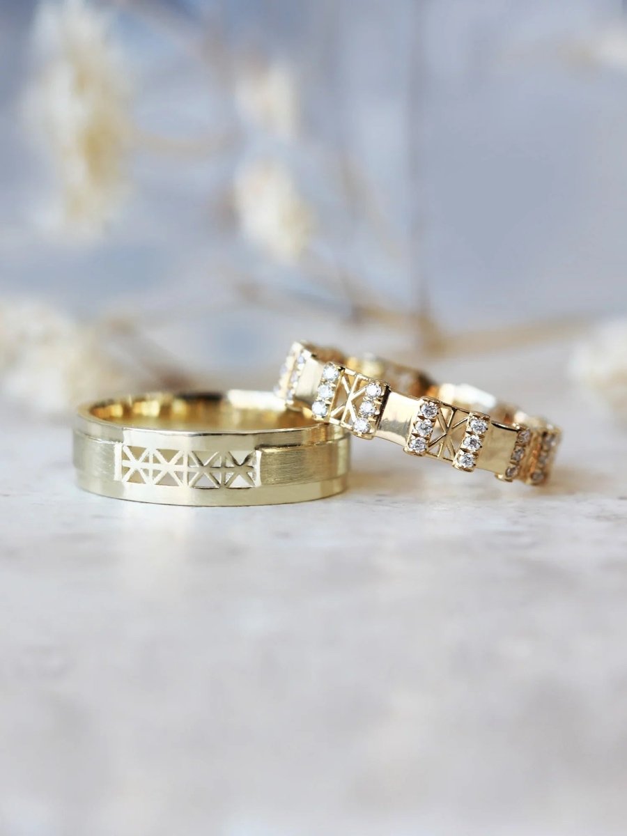 Man_Plain Snowflake Wedding Band hiddenspace jewelry fine jewelry los angeles art deco design architectural fine jewelry wedding band stacking rings stackable band 14k gold ring diamond ring unique fine jewelry PLAIN SNOWFLAKE BAND