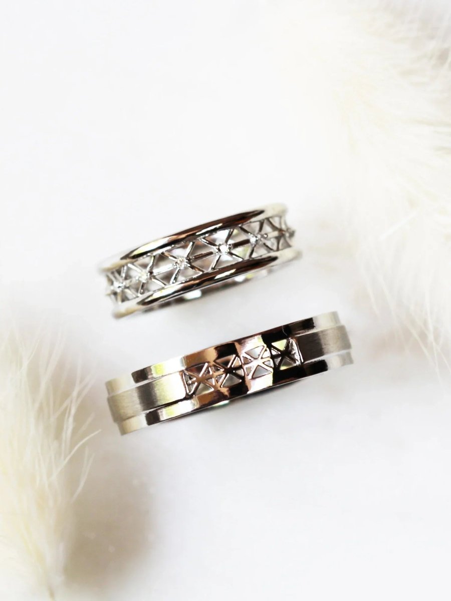 Man_Plain Snowflake Wedding Band hiddenspace jewelry fine jewelry los angeles art deco design architectural fine jewelry wedding band stacking rings stackable band 14k gold ring diamond ring unique fine jewelry PLAIN SNOWFLAKE BAND