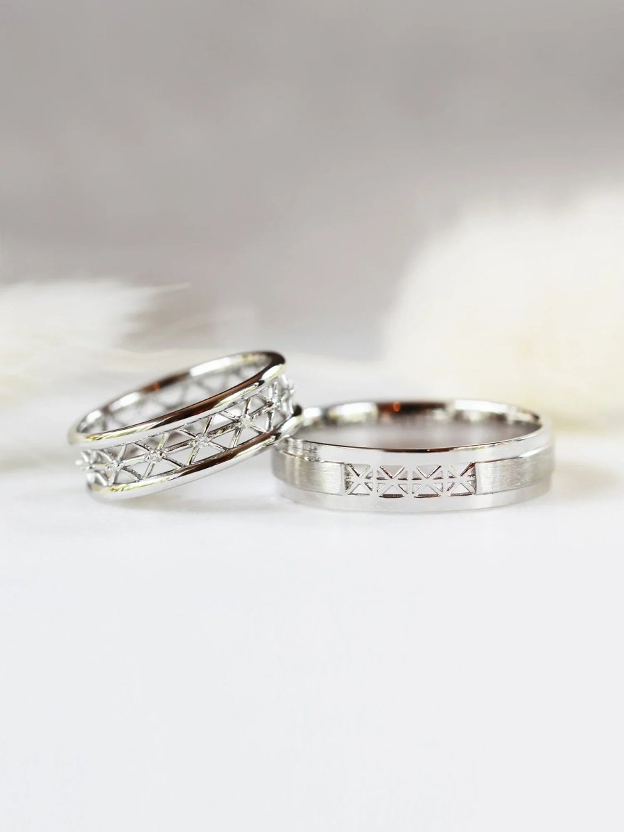 Man_Plain Snowflake Wedding Band hiddenspace jewelry fine jewelry los angeles art deco design architectural fine jewelry wedding band stacking rings stackable band 14k gold ring diamond ring unique fine jewelry PLAIN SNOWFLAKE BAND