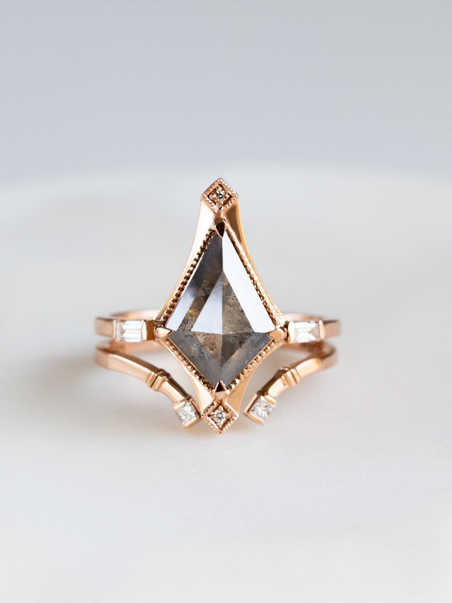 Hiddenspace jewelry open band fine jewelry 14k gold ring stacking ring diamond band engagement band unique stacking rings architectural design art deco fine jewelry vintage ring