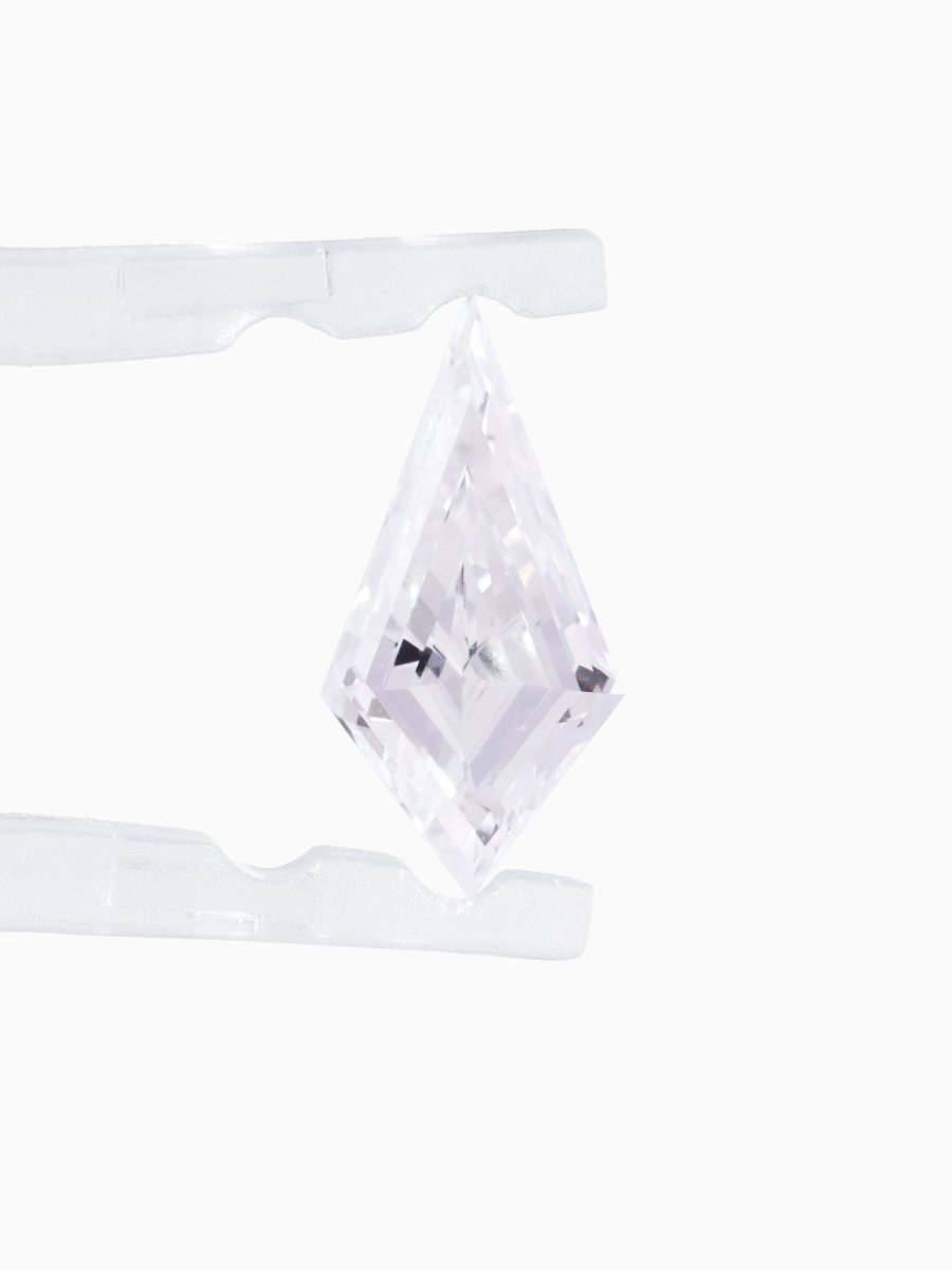 Clear diamond-shaped object on a white background