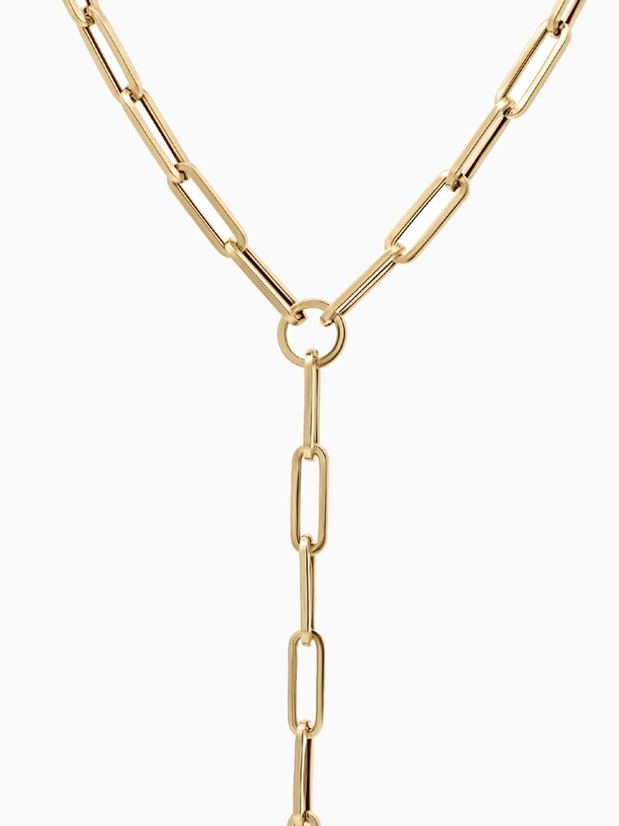 14K Lariat Paperclip Y - Necklace - HIDDENSPACE