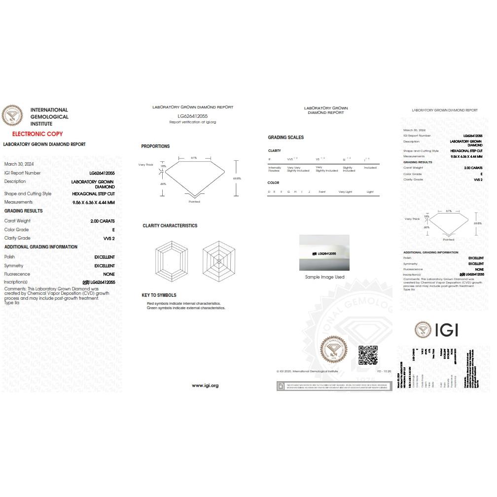 2.00ct | E/VVS2 Hexagon Shape Step Cut Lab Diamond (IGI) - HIDDENSPACE