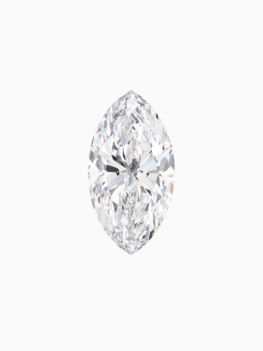 Marquise-shaped diamond on a white background