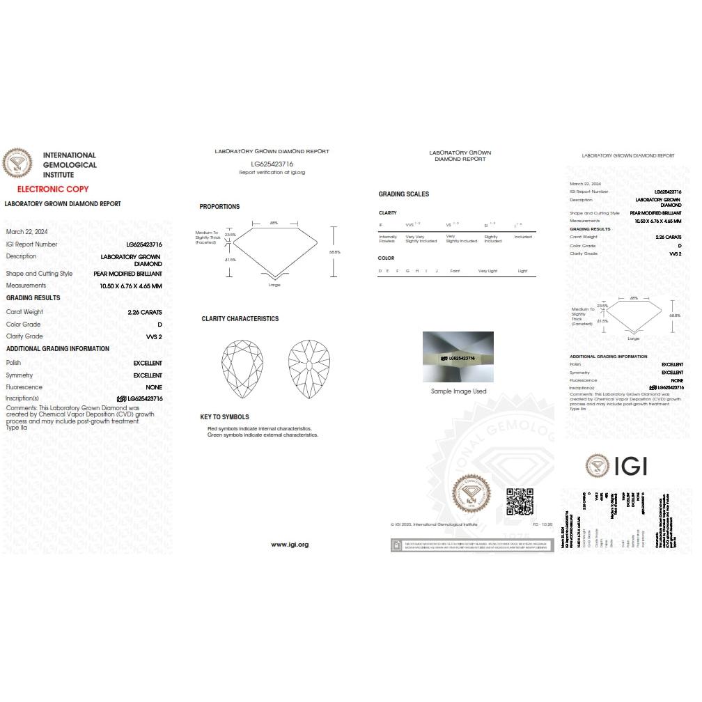 2.26ct | D/VVS2 Pear Shape Old Mine Cut Lab Diamond (IGI) - HIDDENSPACE