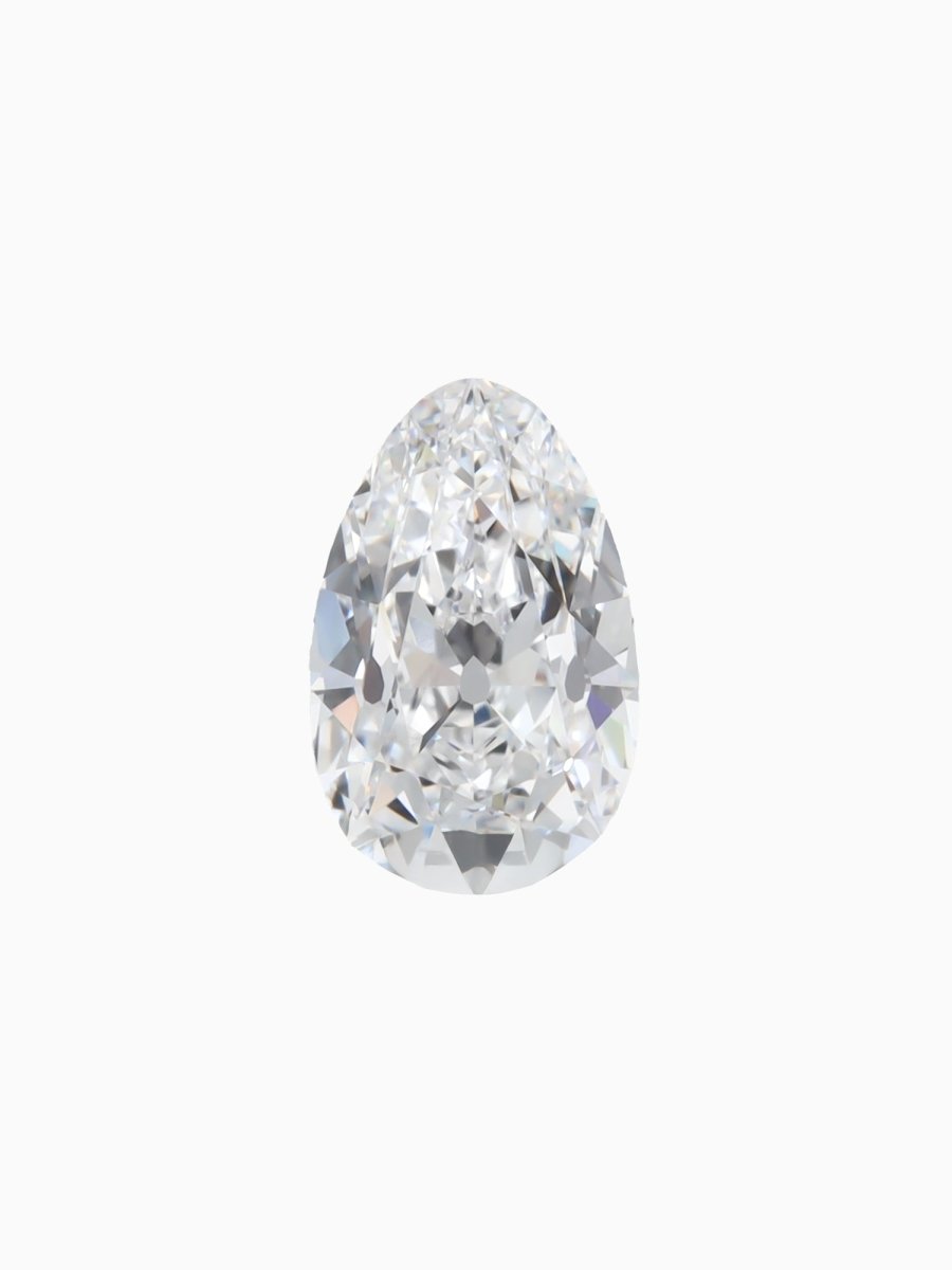 Pear-shaped diamond on a white background