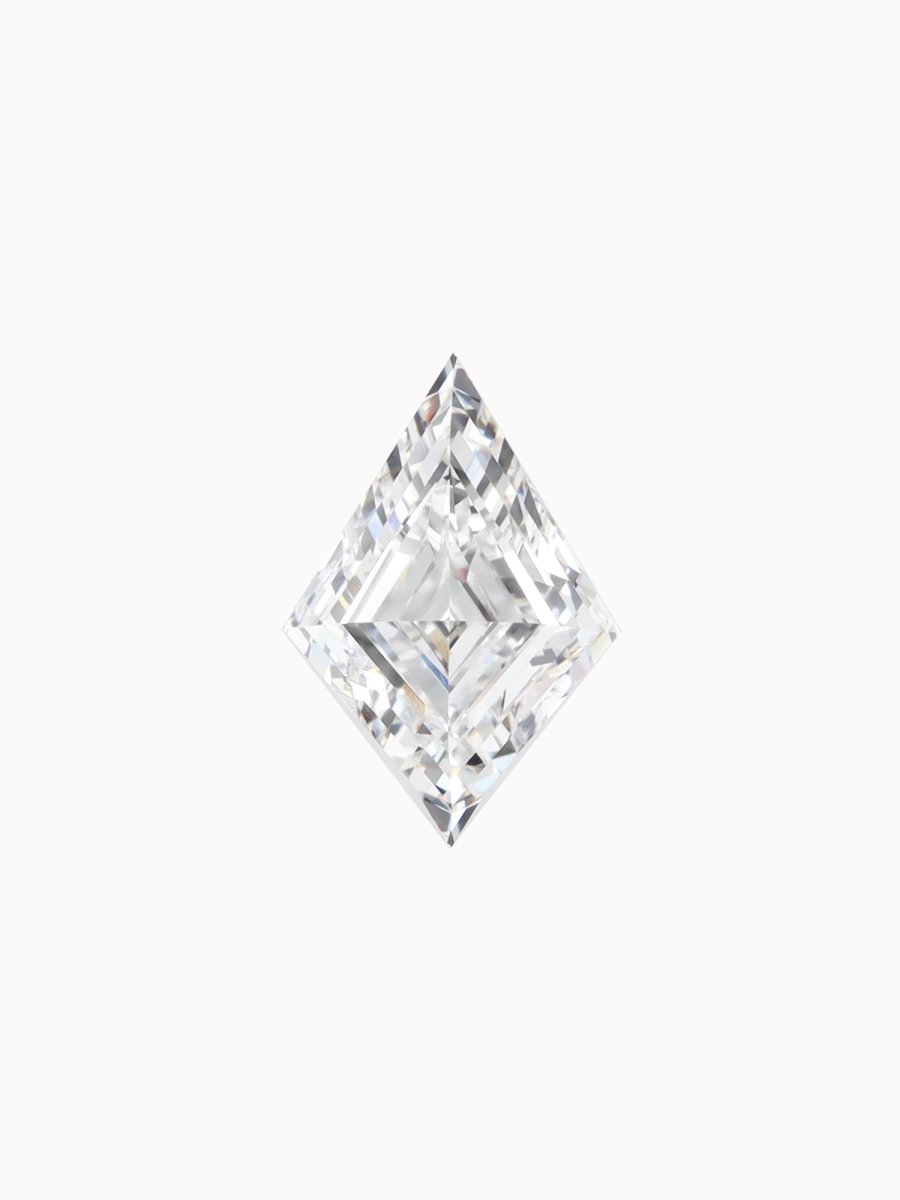 Radiant cut sustainable lab grown kite diamond on a white background