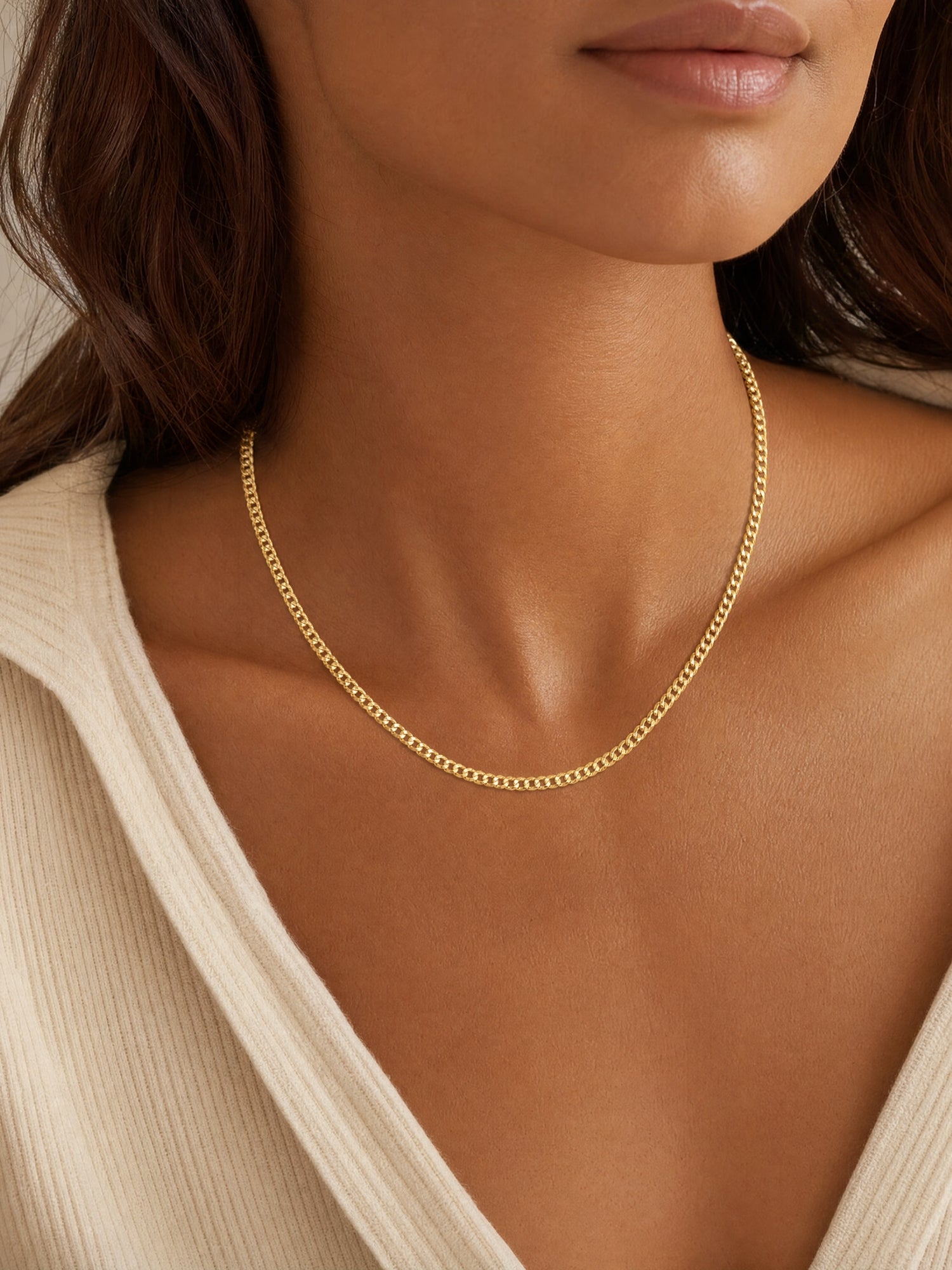 5.3mm comfort curb chain 14k yellow over sterling silver necklace 