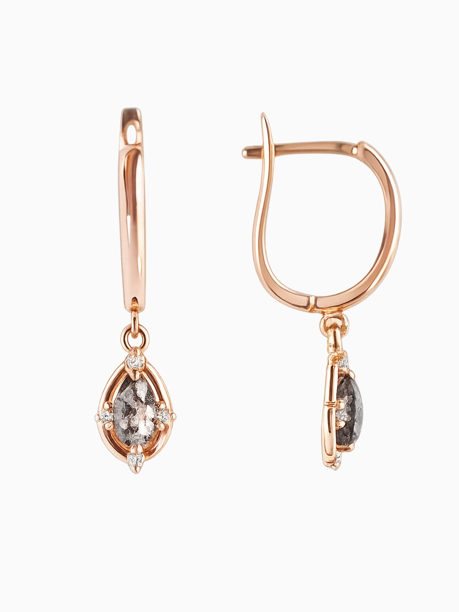 Pear salt and pepper diamond earrings set daily fine jewelry rose cut diamond 