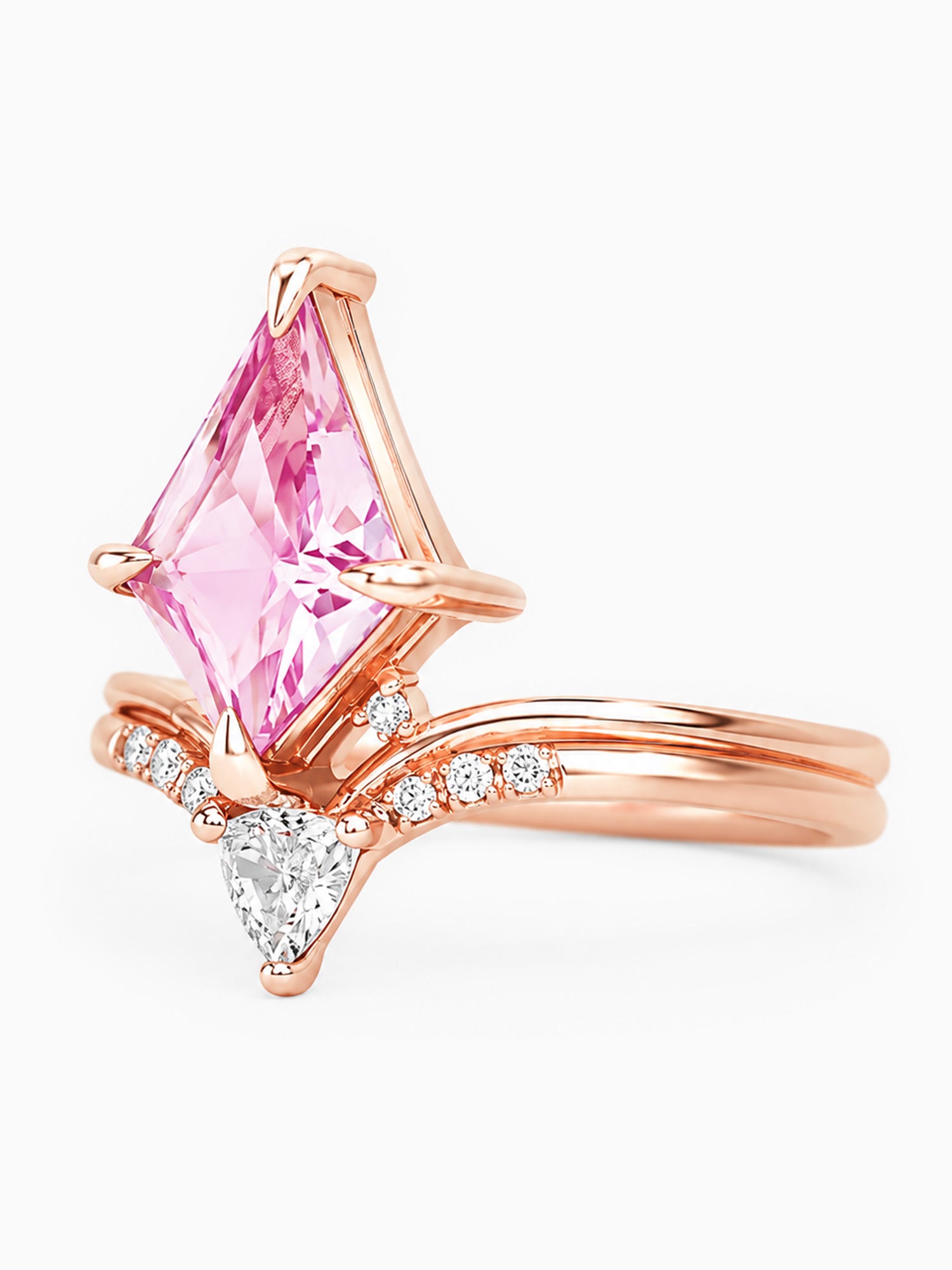 Kite Pink Sapphire engagement ring wedding diamond ring fine jewelry