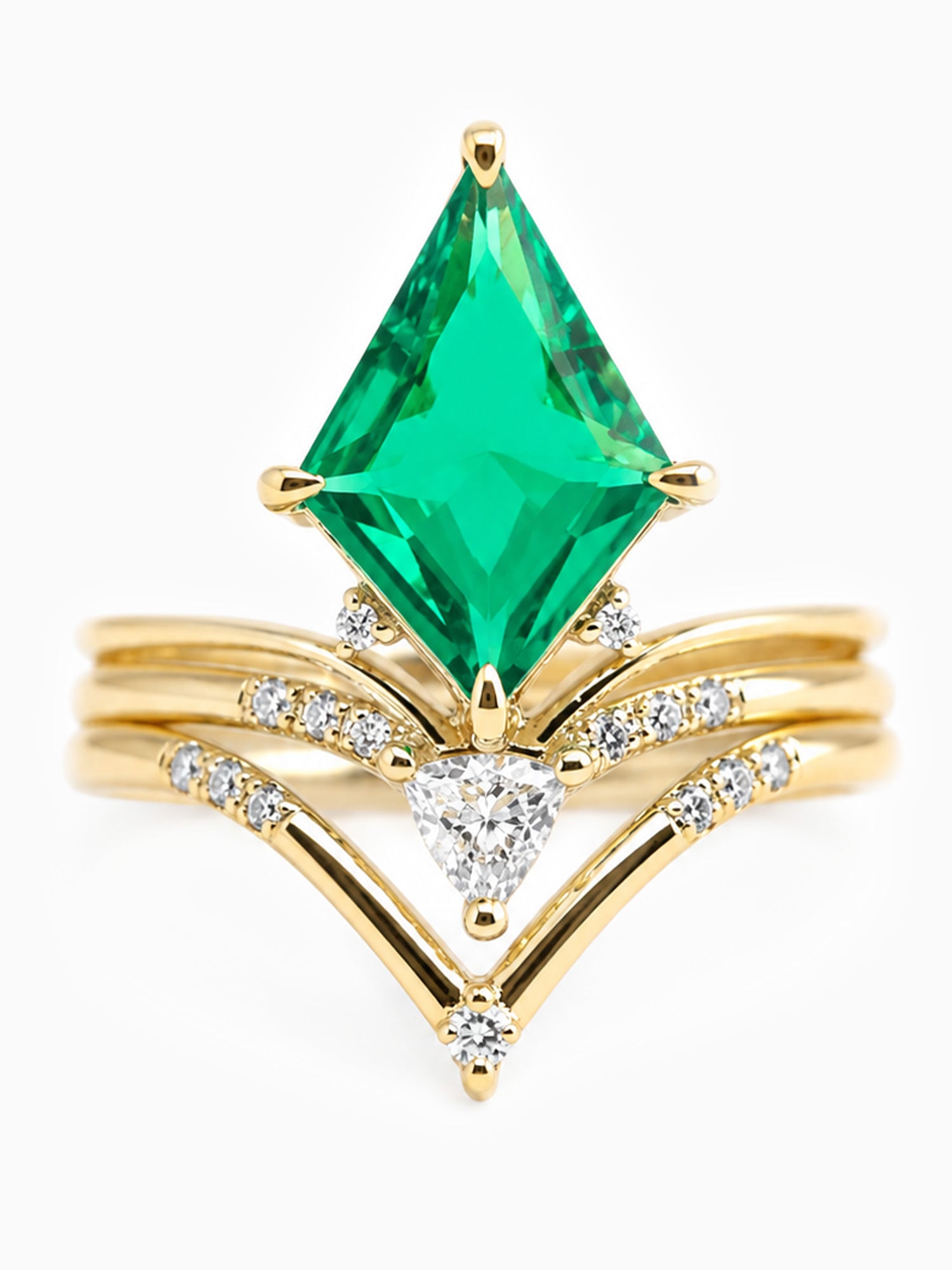 Kite Emerald engagement ring fine jewelry diamond wedding ring set matching stacking ring