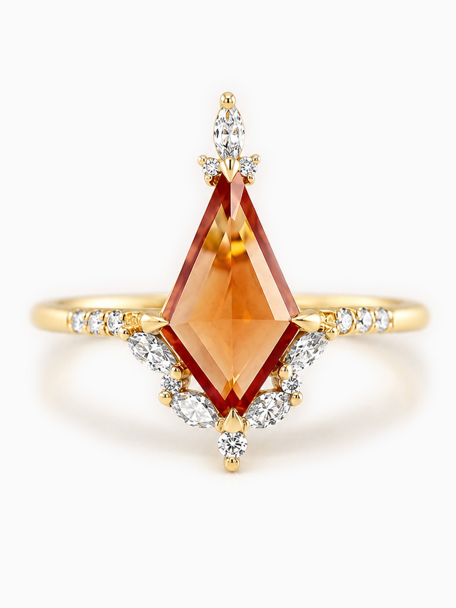 Red sapphire engagement ring diamond wedding ring set 14k yellow gold fine jewelry
