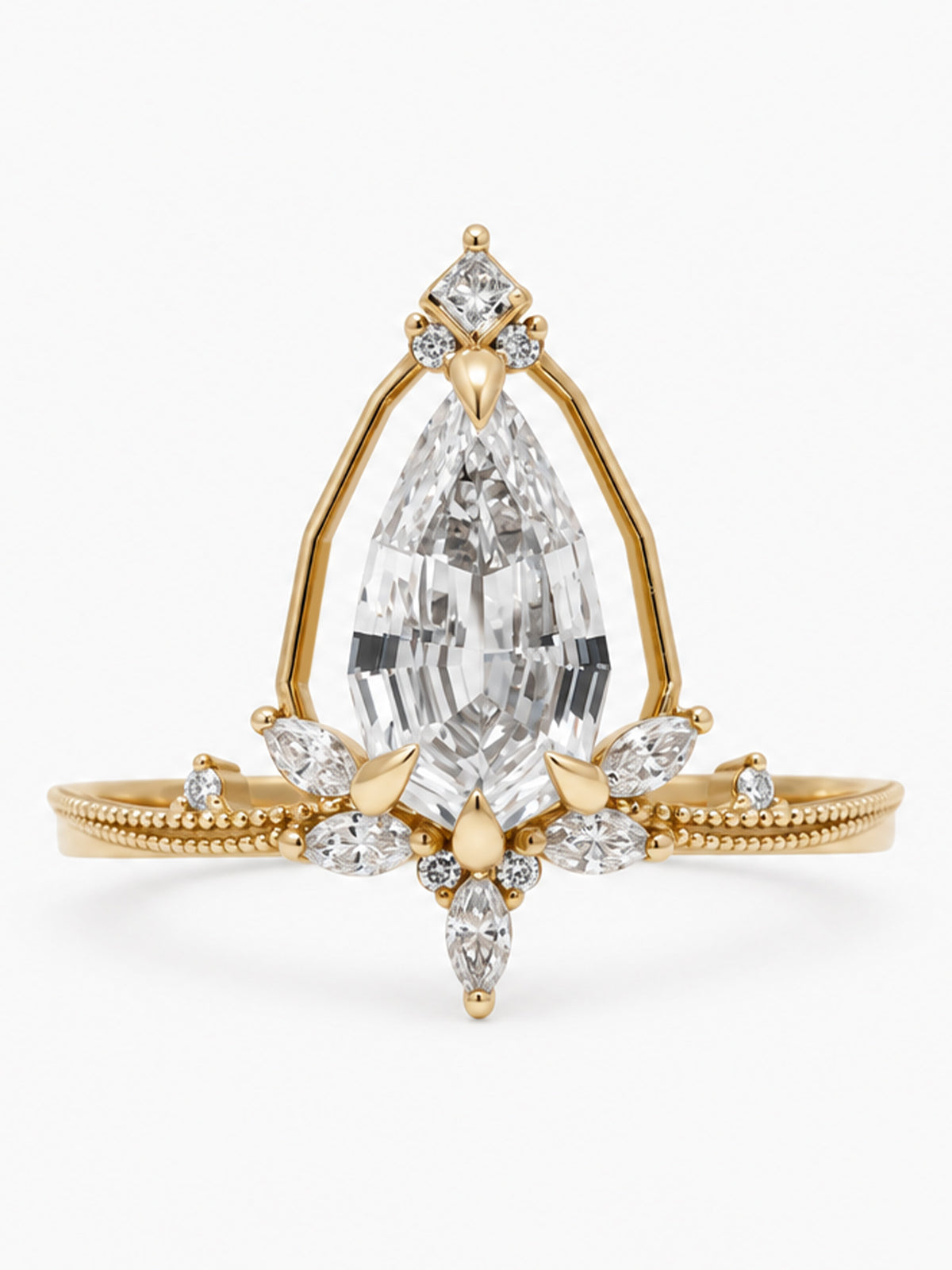 White pear diamond fine jewelry engagement ring art deco modern wedding ring unique alternative wedding ring proposal ring diamond ring