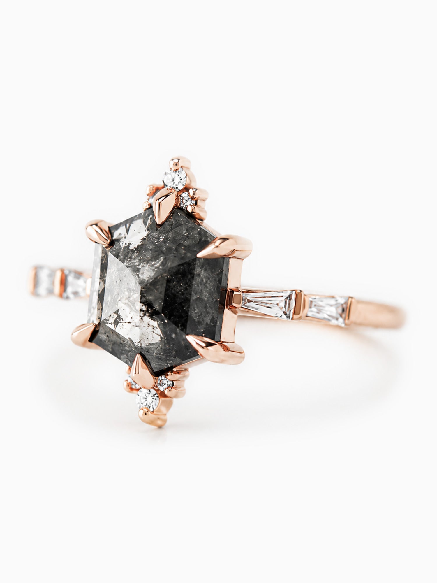 Unique one of a kind salt and pepper diamond engagement ring wedding ring