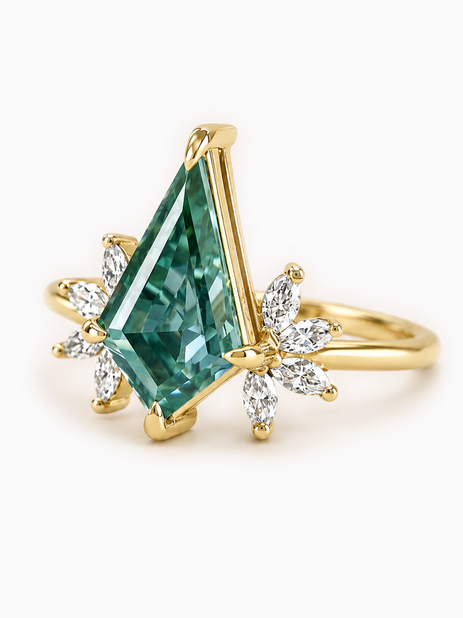 Green kite engagement ring diamond wedding ring