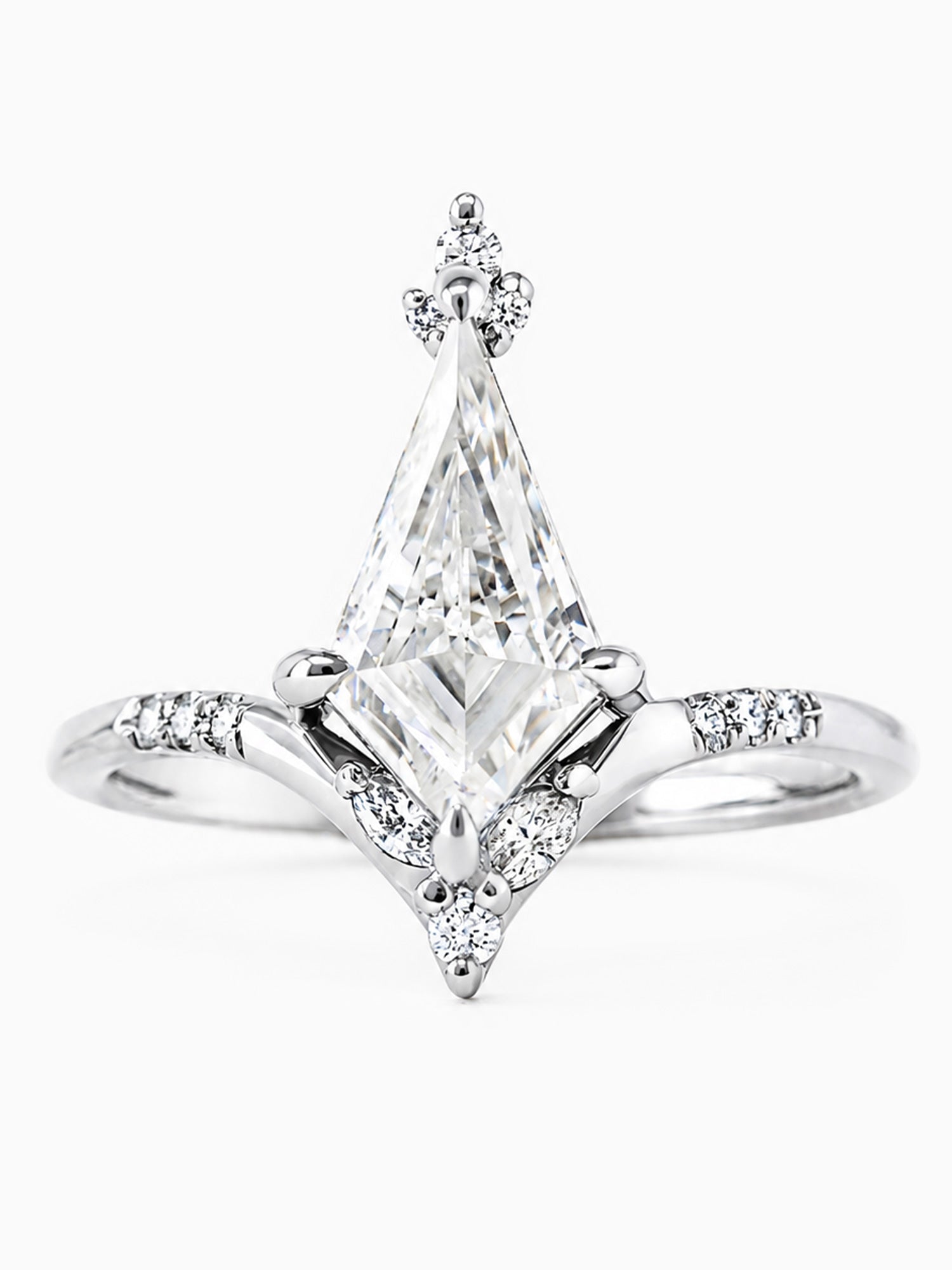 Kite Moissanite engagement ring diamond wedding ring Unique dainty ring modern art deco 