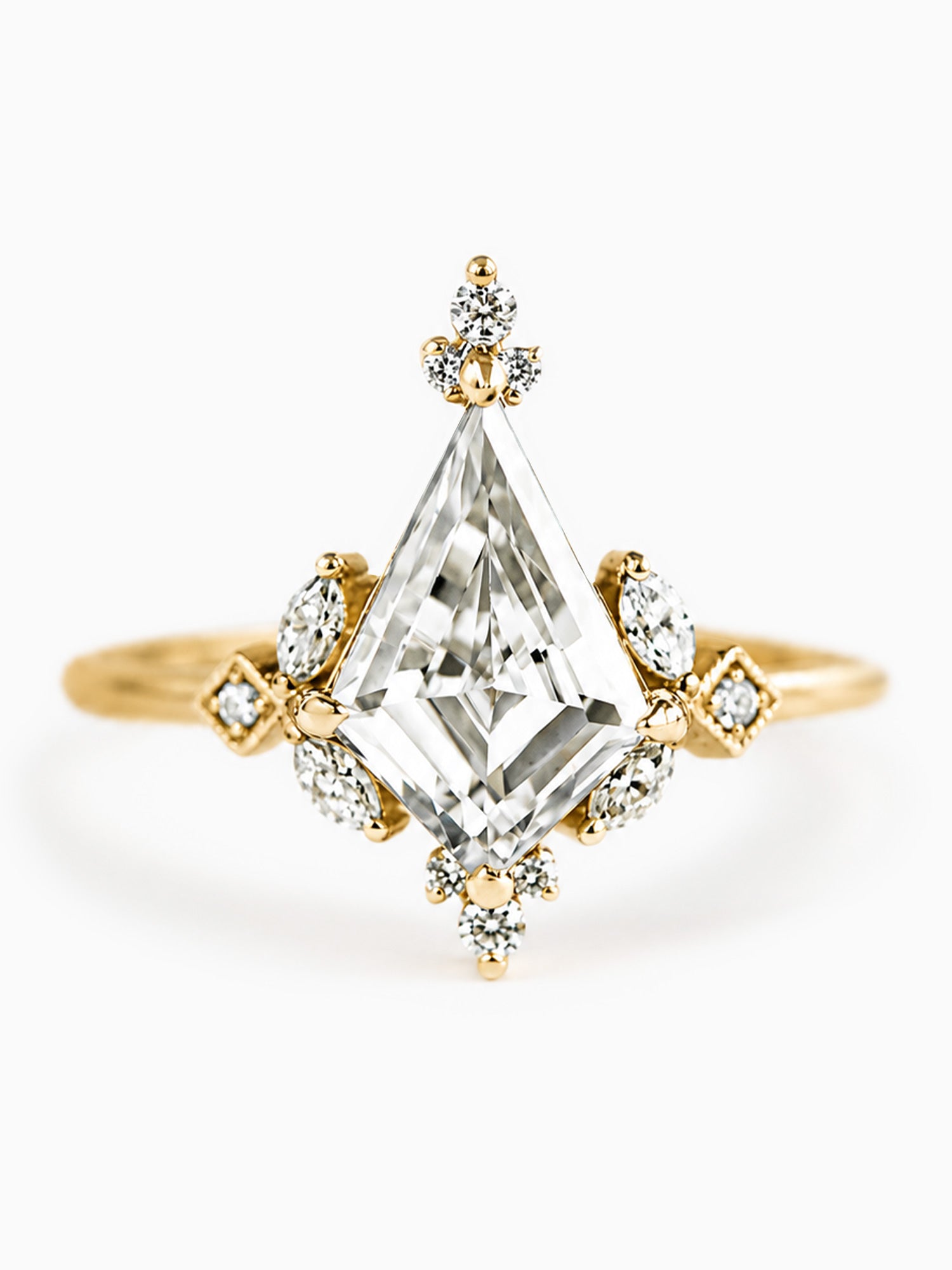 Kite moissanite engagement ring diamond wedding ring art deco ring