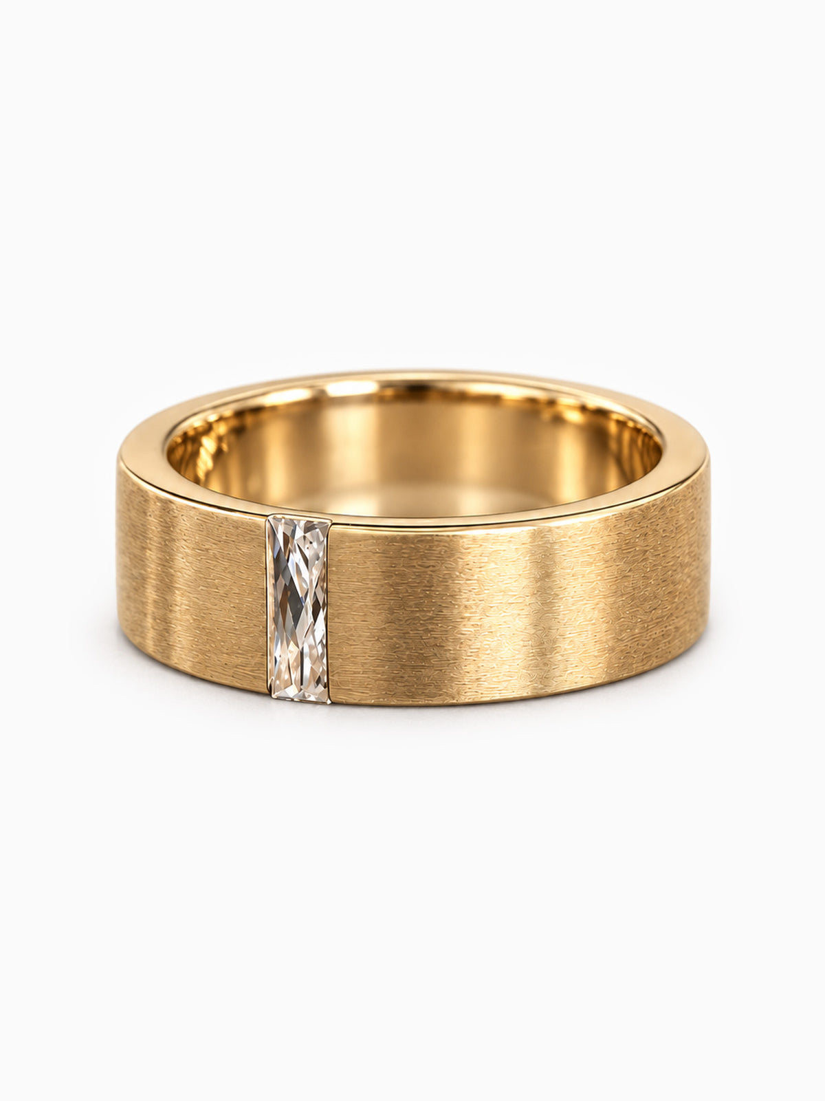 18K yellow gold French Baguette wedding ring proposal band